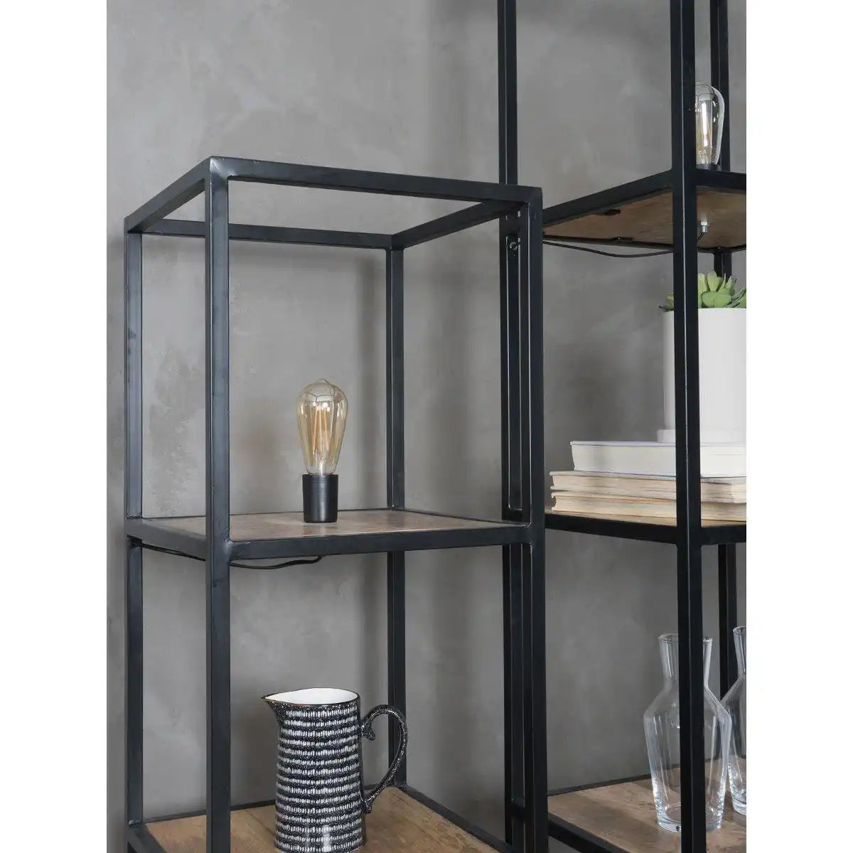 Vintage Stehleuchte Mangoholz Edelstahl 120 cm - HomeDesign Knaus