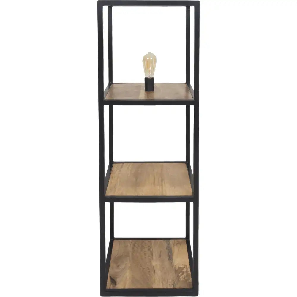 Vintage Stehleuchte Mangoholz Edelstahl 120 cm - HomeDesign Knaus