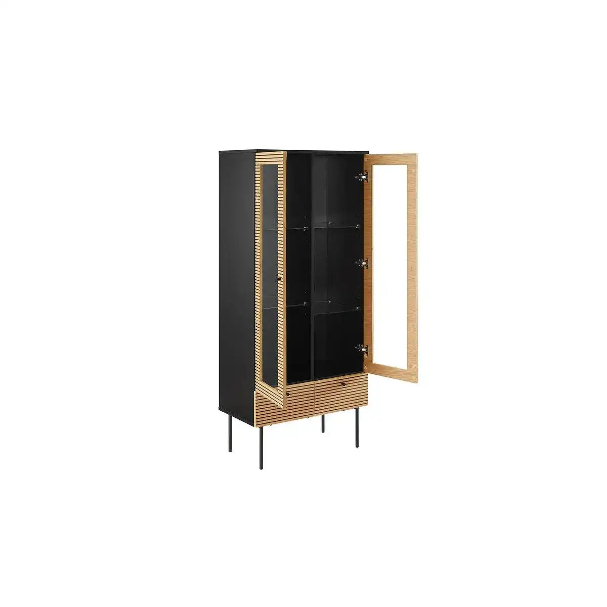 Vitrine 2-türig Eiche Echtholzfurnier - HomeDesign Knaus