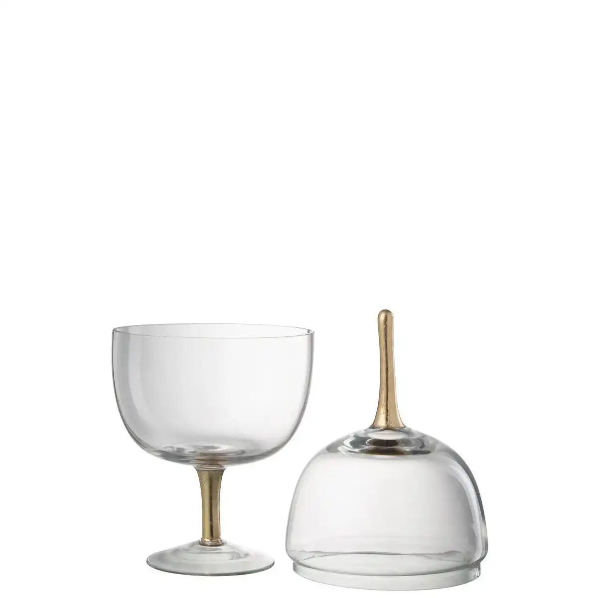 Vorratsdose auf Fuß, Glas, transparent, goldfarben, groß - HomeDesign Knaus