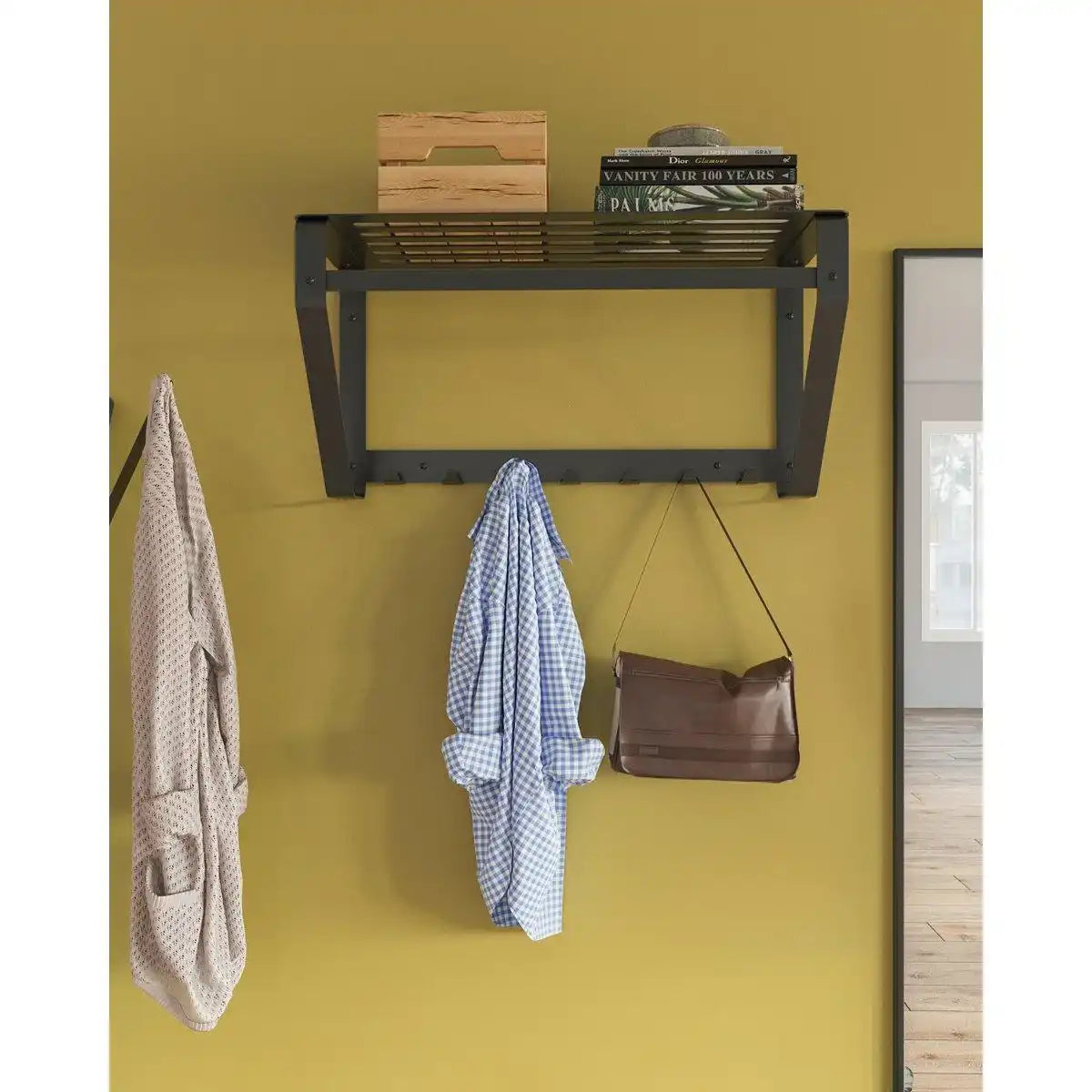 Wandgarderobe mit 7 Haken Hutablage Eisen Garderobenleiste - HomeDesign Knaus