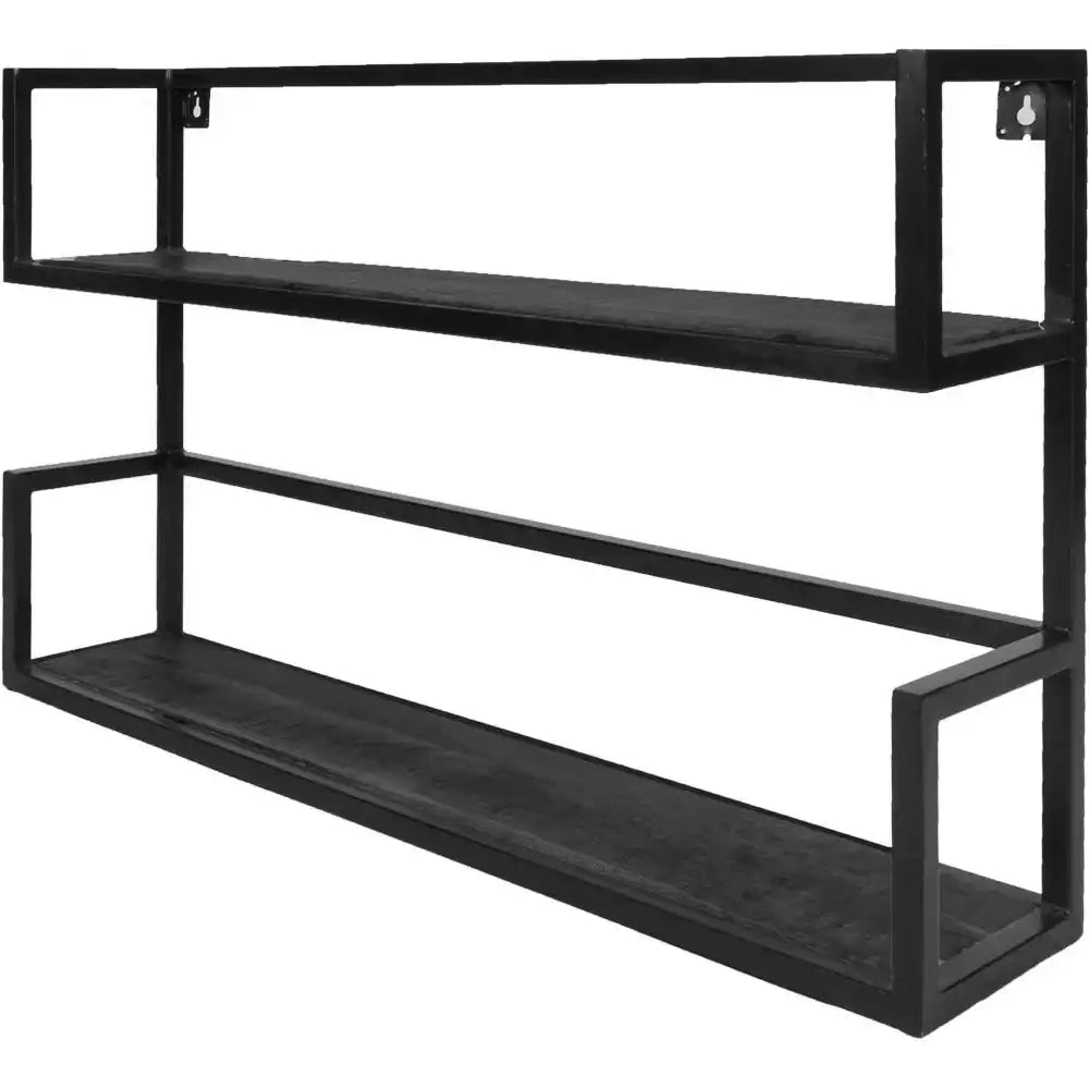 Wandregal Vintage Schwarz Mangoholz - Duo - HomeDesign Knaus
