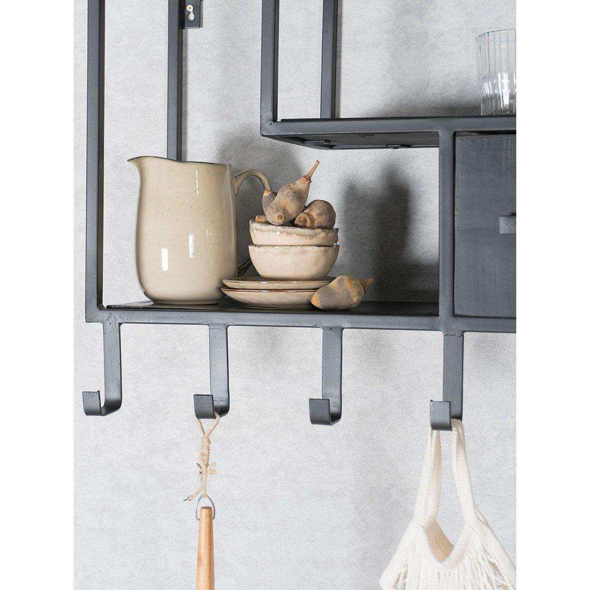 Wandschrank - Garderobenständer Huub Black Mango Wood - Rechts - HomeDesign Knaus