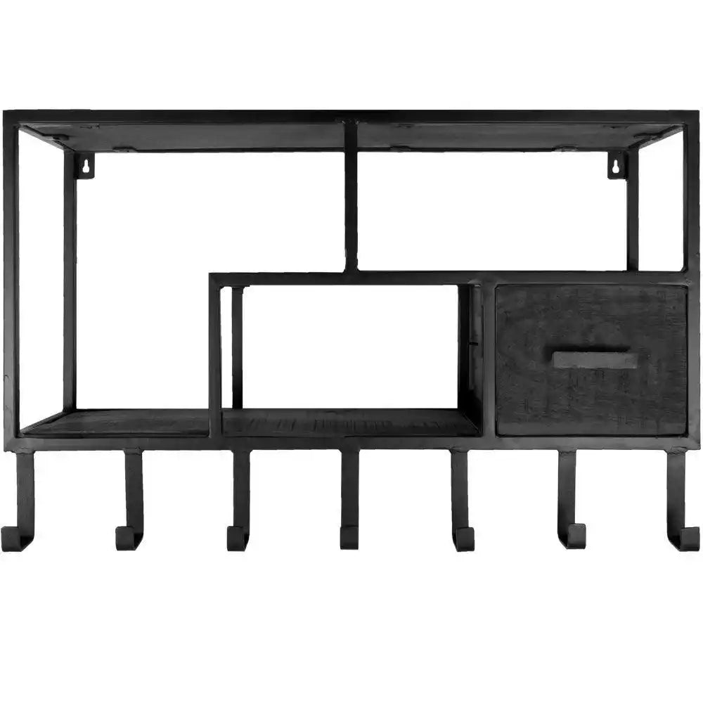 Wandschrank - Garderobenständer Huub Black Mango Wood - Rechts - HomeDesign Knaus