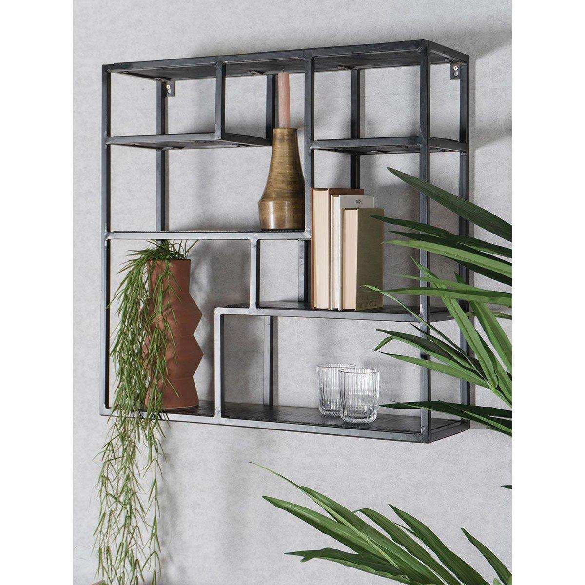 Wandschrank Huub Schwarzes Mangoholz Wandschrank 73 cm - HomeDesign Knaus