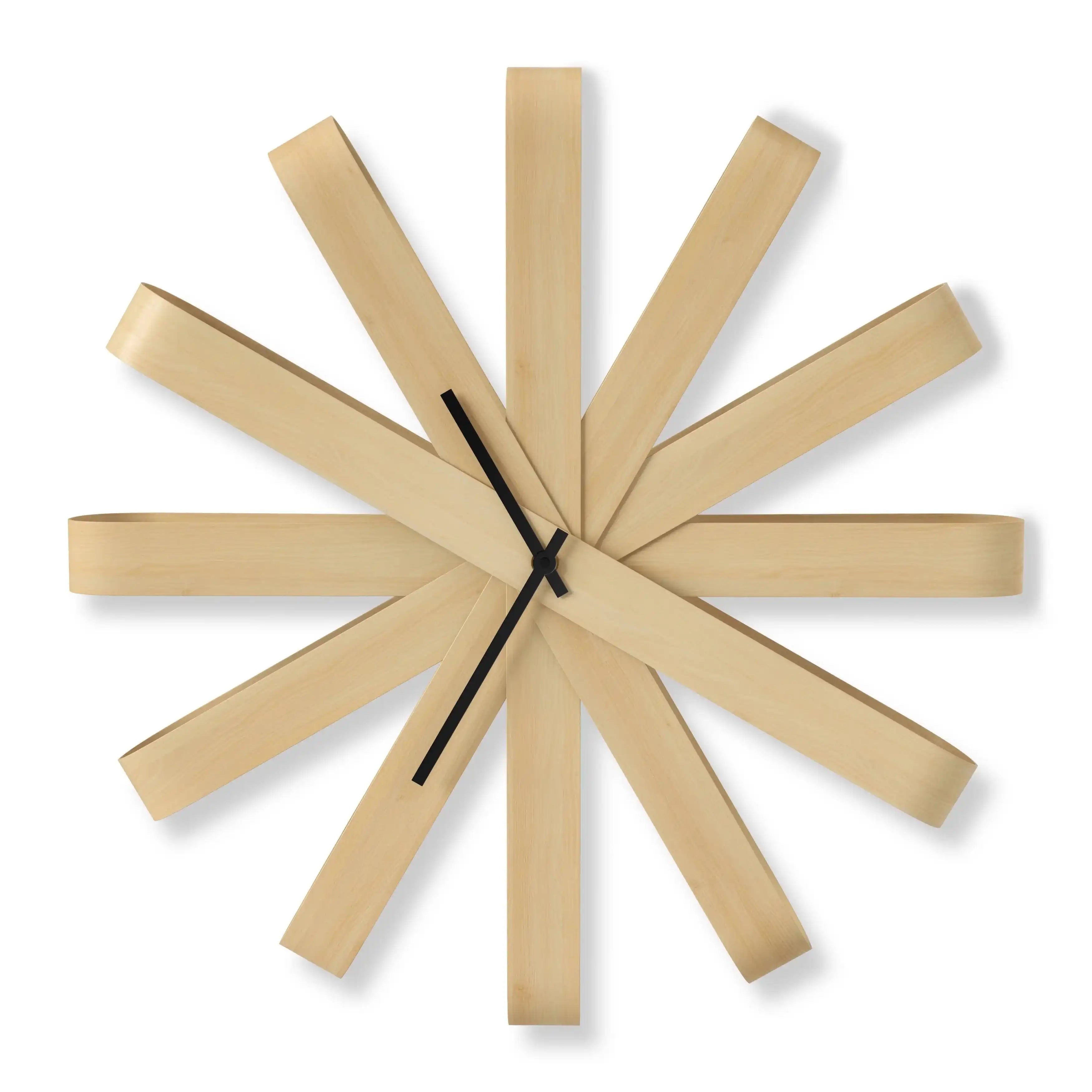 Wanduhr Holz Ribbonwood Uhr Naturholz 51 cm - HomeDesign Knaus