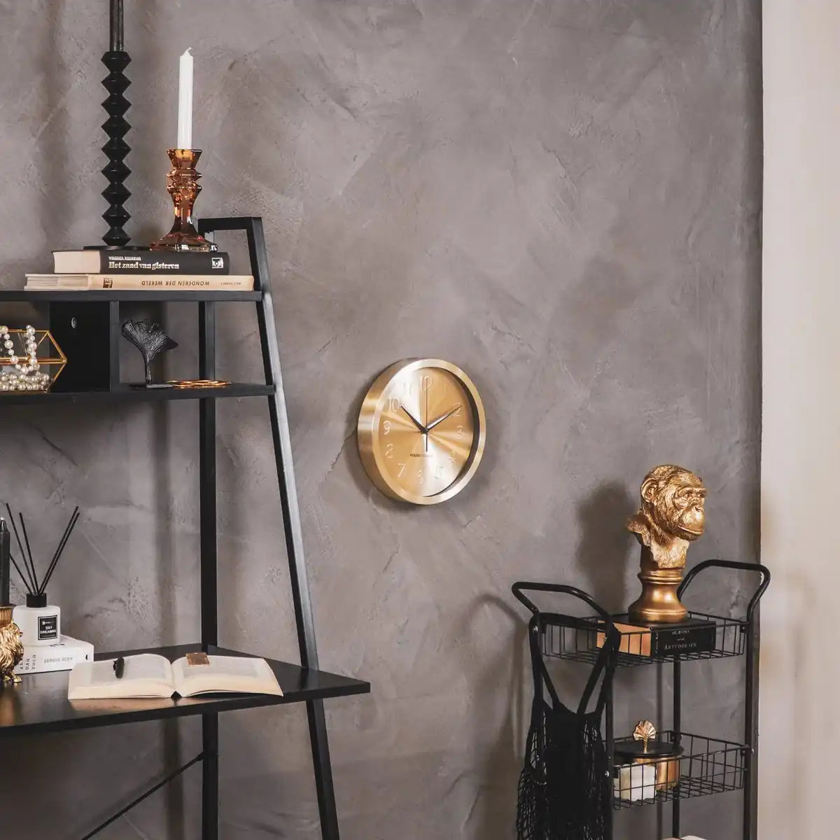 Wanduhr - Metall/Glas - Gold - 25x4,2x25cm - HomeDesign Knaus