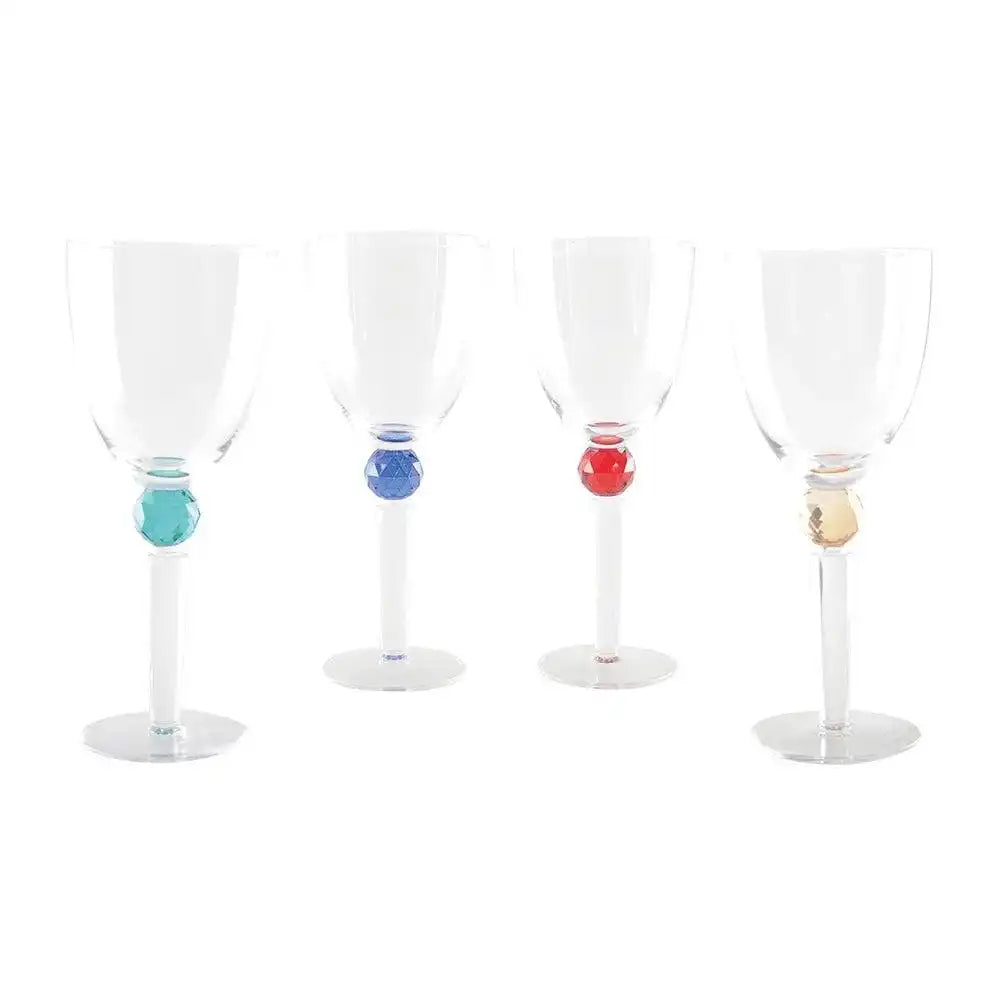 Weingläser mit runden Diamantfuß 4 Farben - Los 4 - HomeDesign Knaus