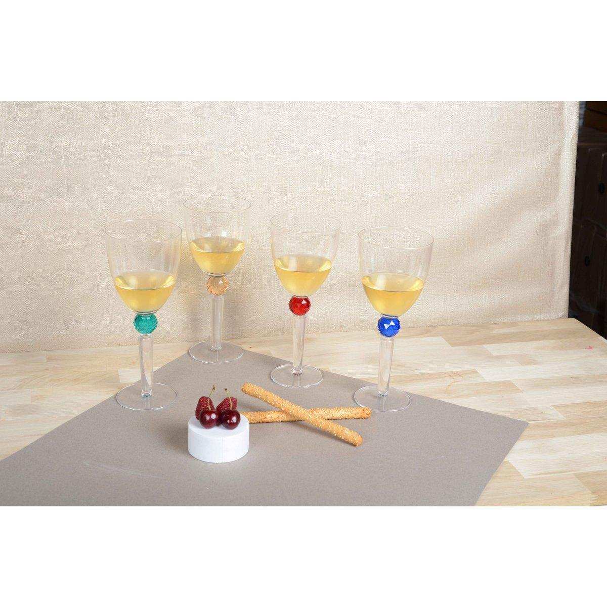 Weingläser mit runden Diamantfuß 4 Farben - Los 4 - HomeDesign Knaus