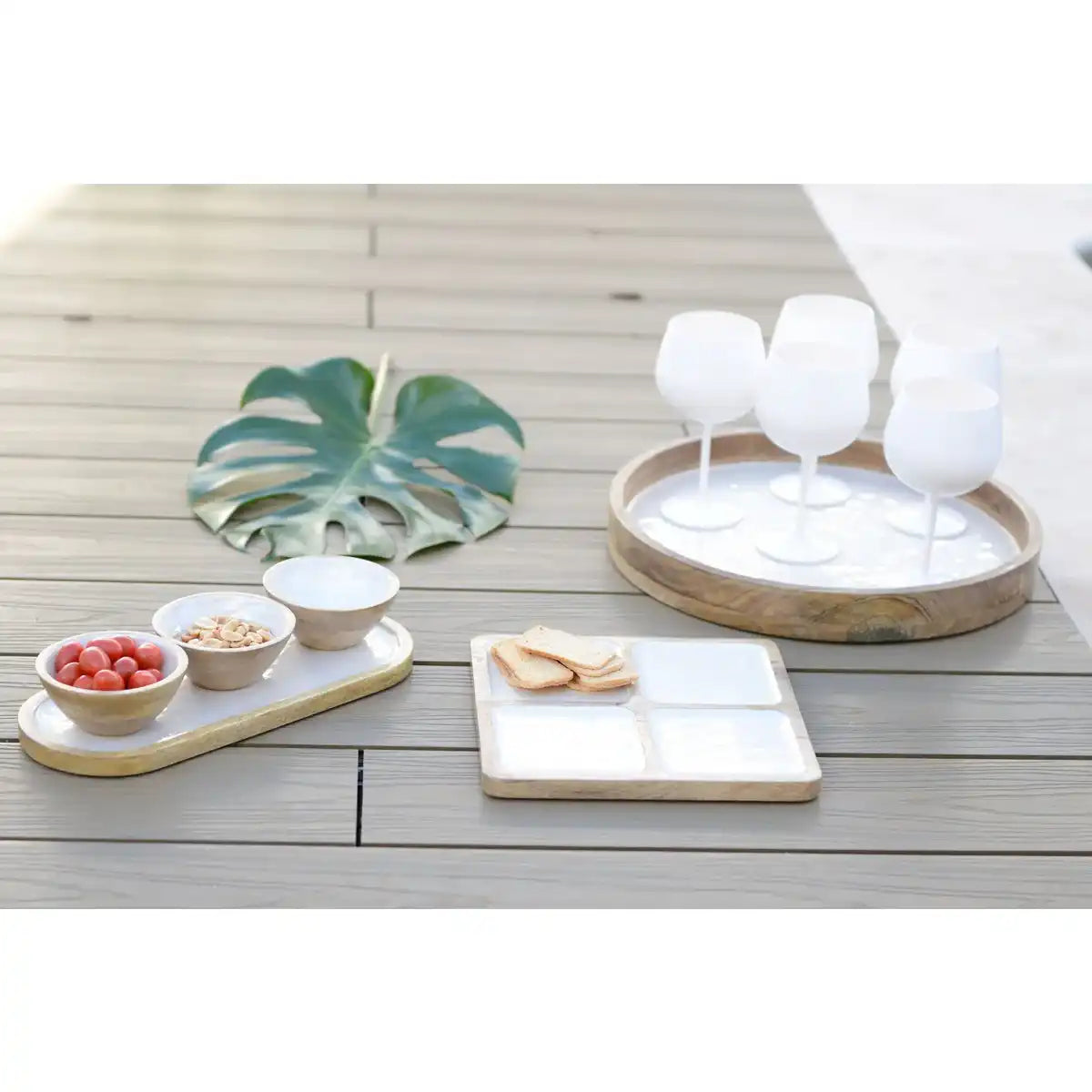 Weißer Quadrat 4 Mangoier -Holzfächer - HomeDesign Knaus