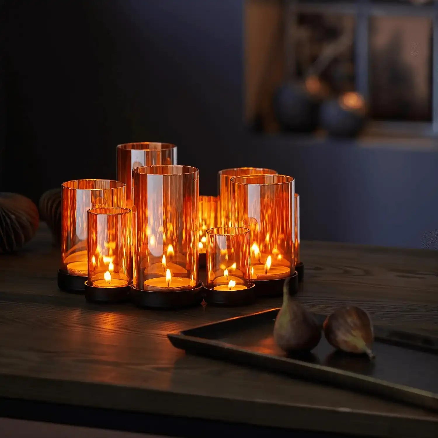 Windlicht Deko Glasröhren pulverbeschichteten 3D Effekten Kerzenlicht - HomeDesign Knaus