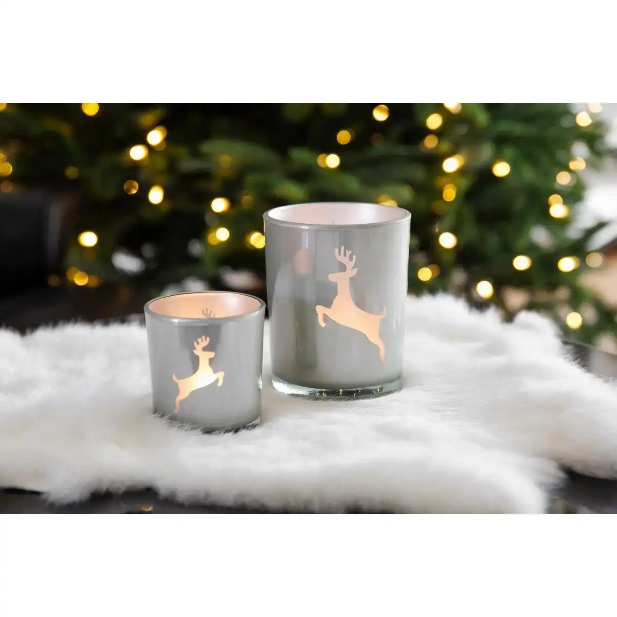 Windlicht Loki left (Höhe 13 cm) in Grau - HomeDesign Knaus