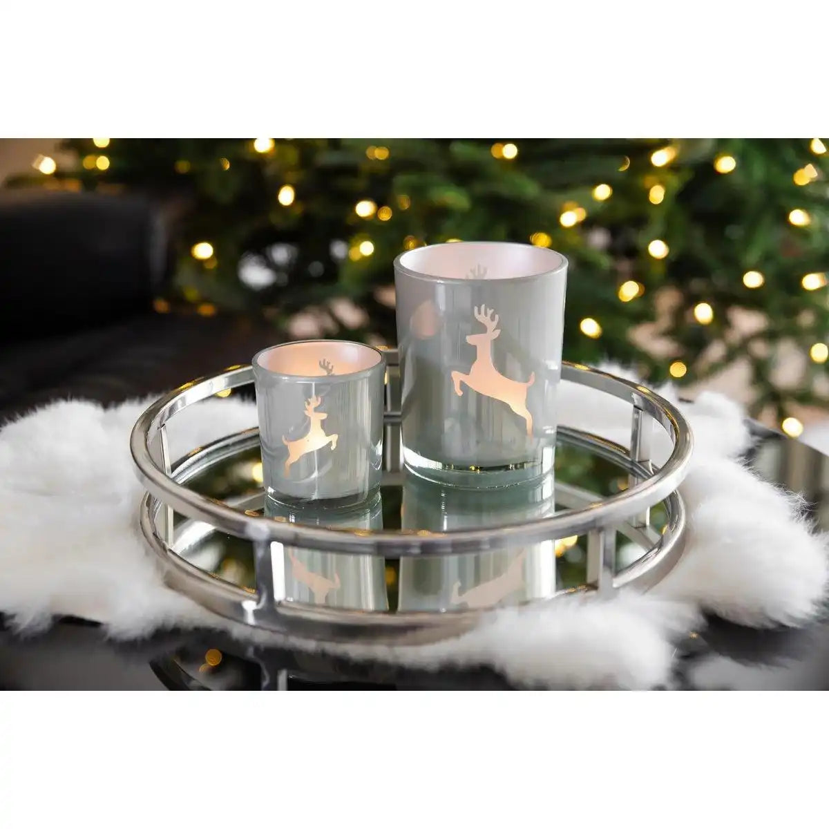 Windlicht Loki left (Höhe 13 cm) in Grau - HomeDesign Knaus