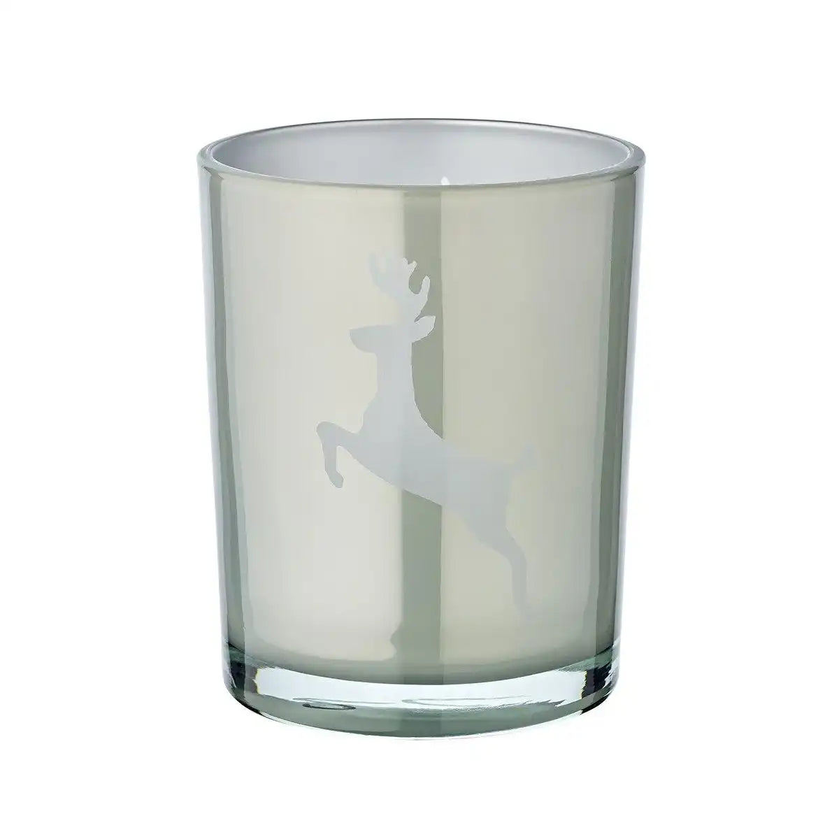 Windlicht Loki left (Höhe 18 cm, ø 12 cm) in Grau, Windlicht mit Hirsch-Motiv - HomeDesign Knaus