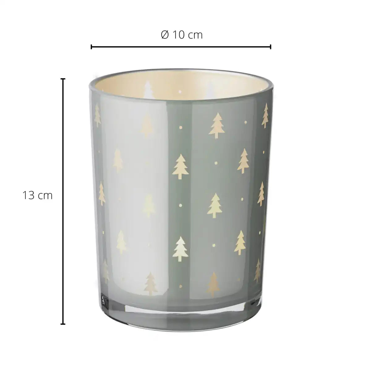 Windlicht Tani (Höhe 13 cm, ø 10 cm), Tannen-Motiv, grau - HomeDesign Knaus