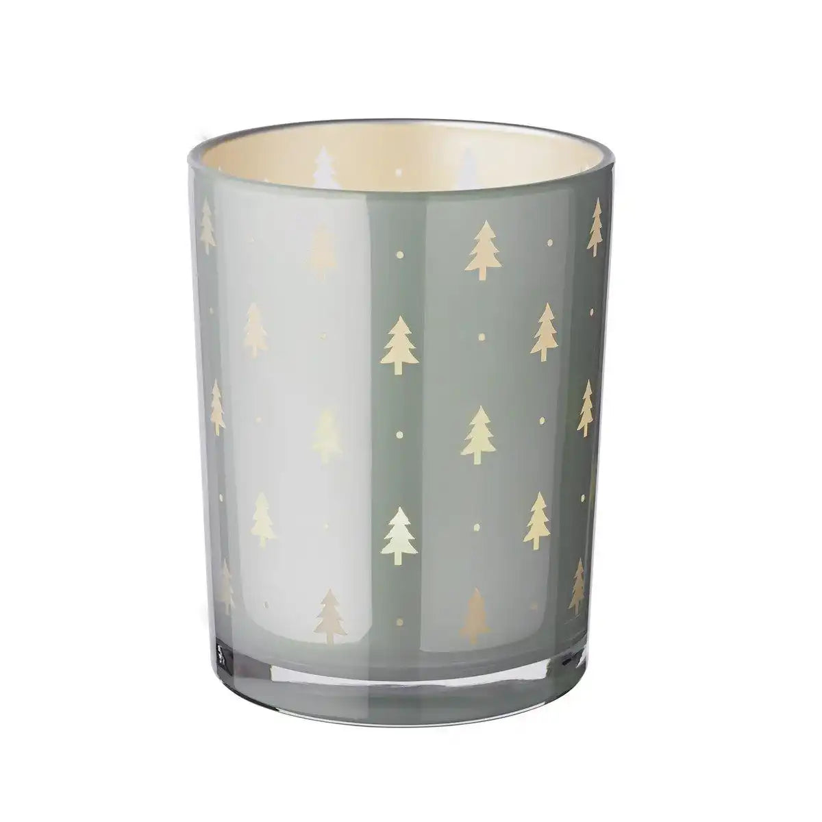 Windlicht Tani (Höhe 13 cm, ø 10 cm), Tannen-Motiv, grau - HomeDesign Knaus