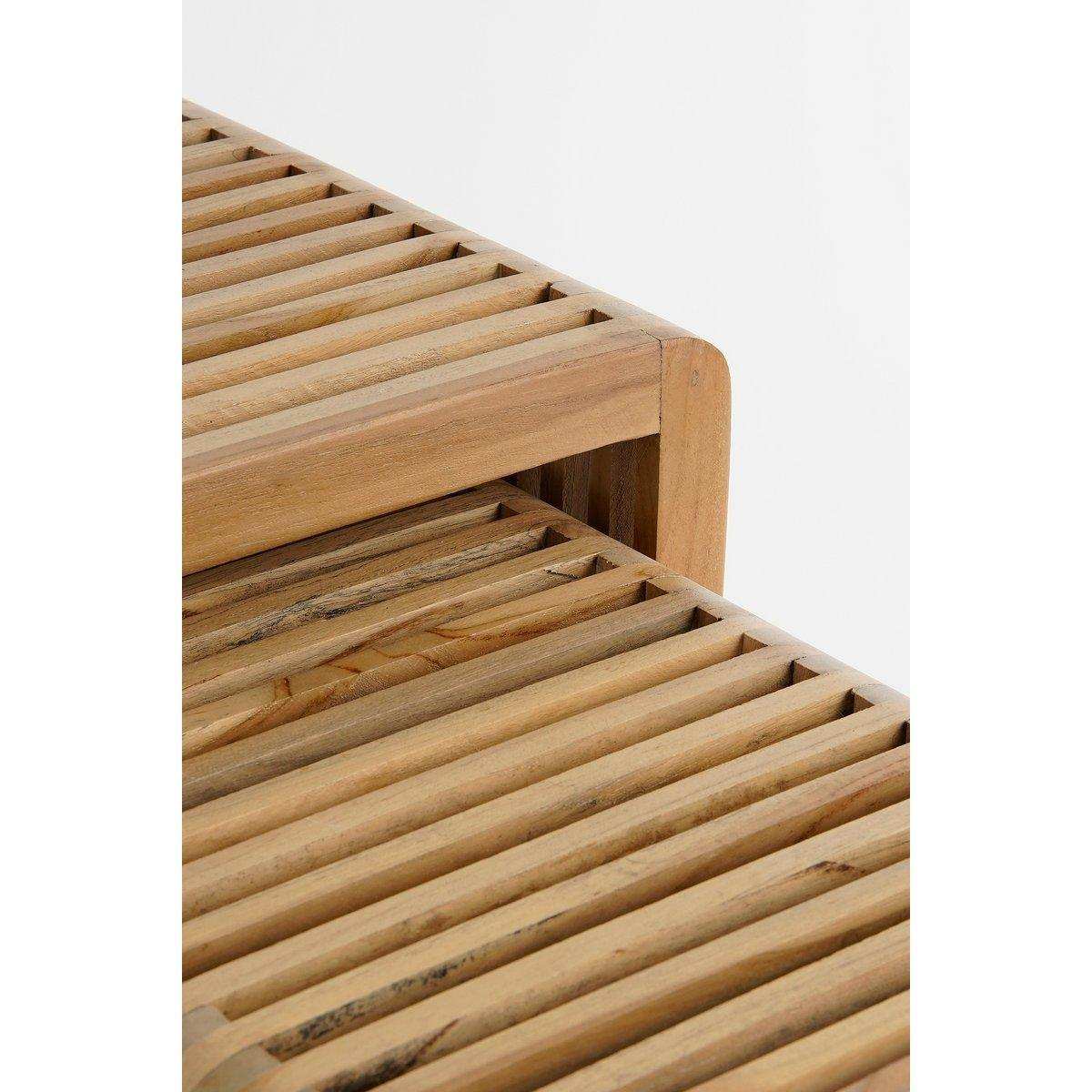 Yonker Beistelltisch – 3er-Set – L44 x B34 x H50 cm – recyceltes Holz – Braun - HomeDesign Knaus