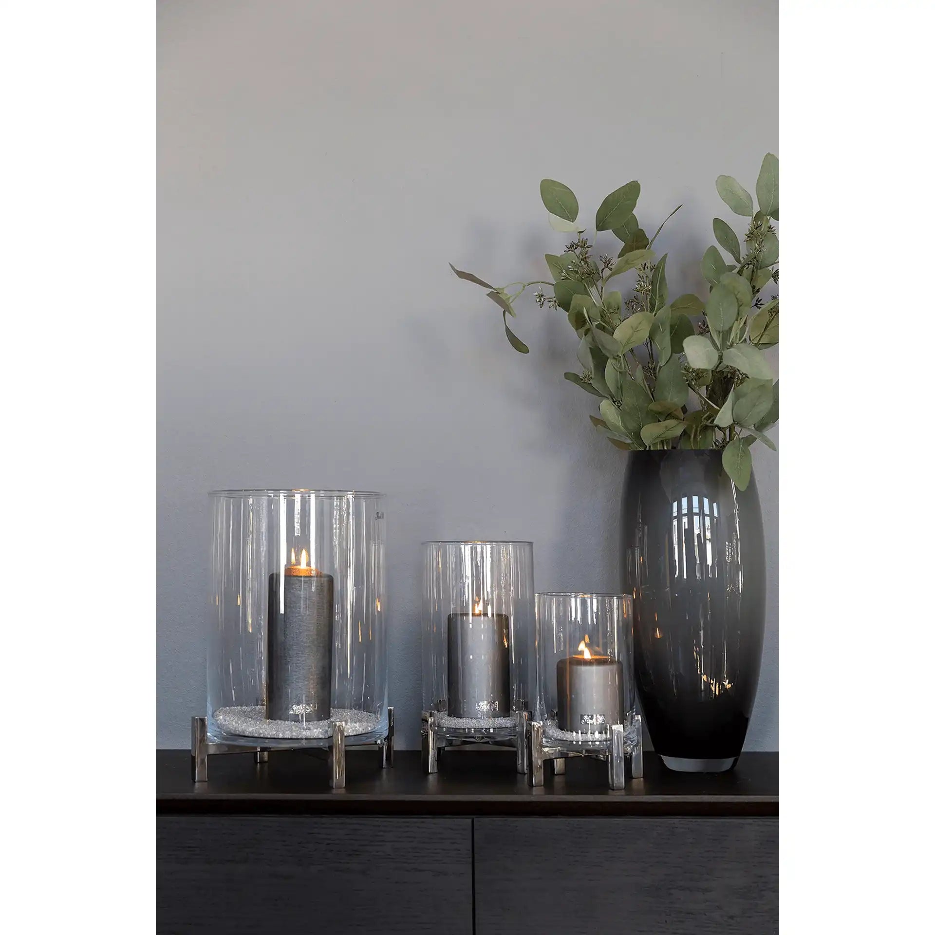 Yono Kerzenhalter Windlicht mit Glas Unikat Chrom Handarbeit - HomeDesign Knaus