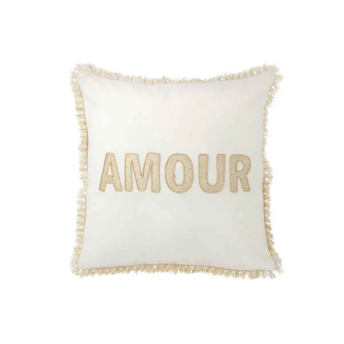 Zierkissen „Coussin Amour“, Weiß/Gold, 45 x 45 cm - HomeDesign Knaus
