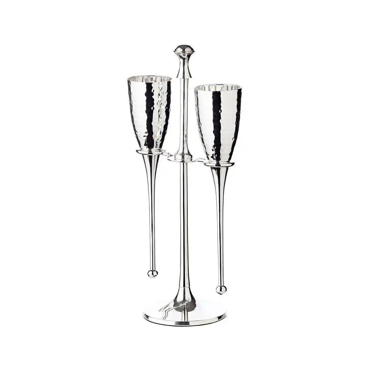 2er Set Champagnergläser Edelstahl Didi mit Ständer gehämmert - HomeDesign Knaus