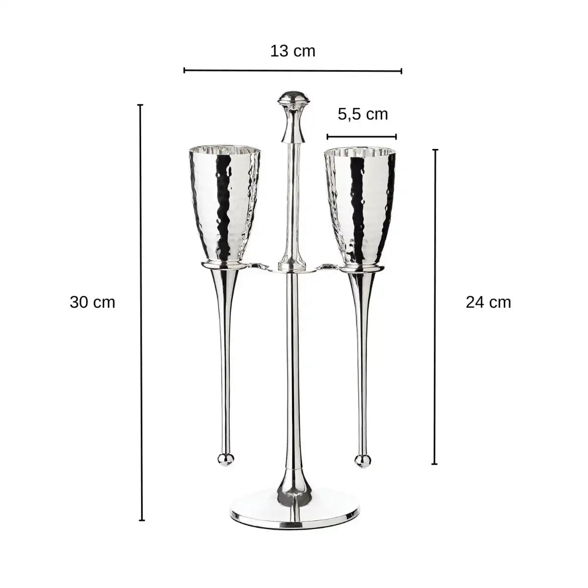 2er Set Champagnergläser Edelstahl Didi mit Ständer gehämmert - HomeDesign Knaus