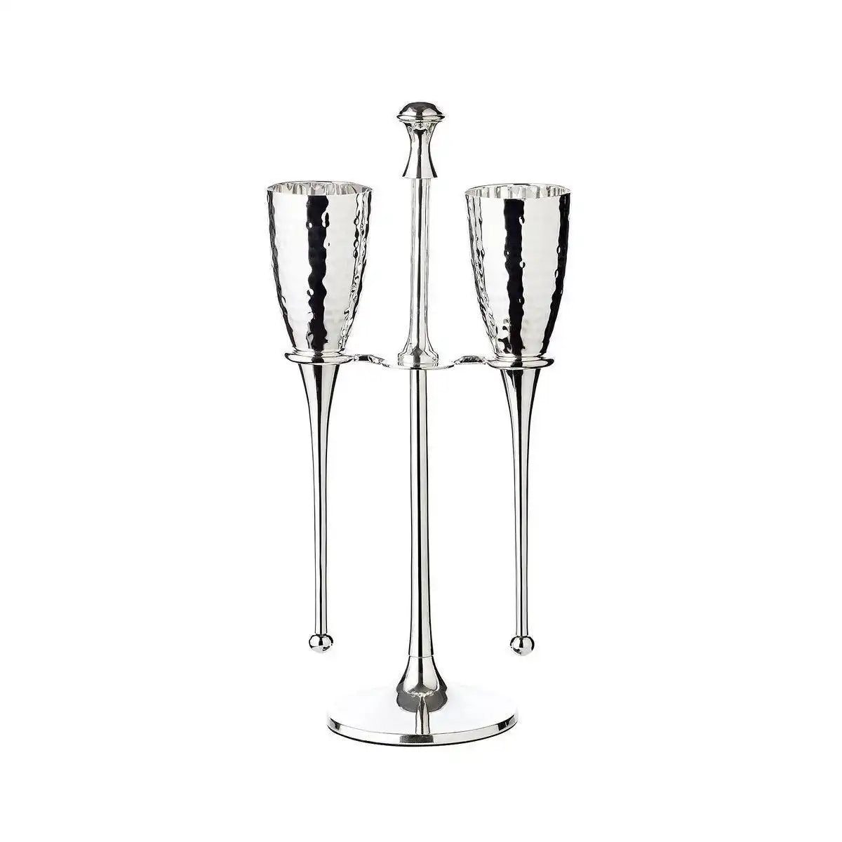 2er Set Champagnergläser Edelstahl Didi mit Ständer gehämmert - HomeDesign Knaus