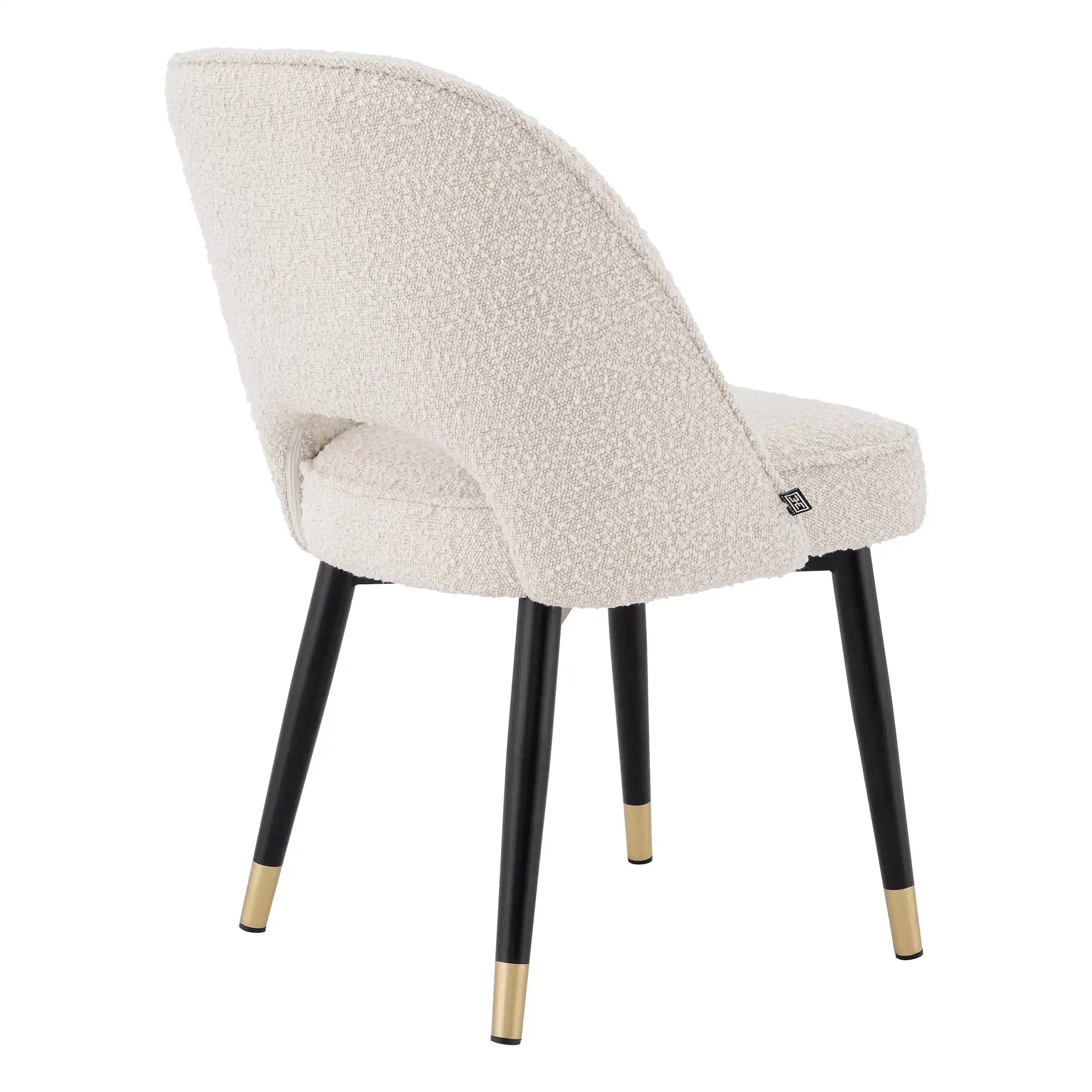 2er Set Clif Esszimmerstuhl Creme schwarze und messingfarbene Beine - HomeDesign Knaus