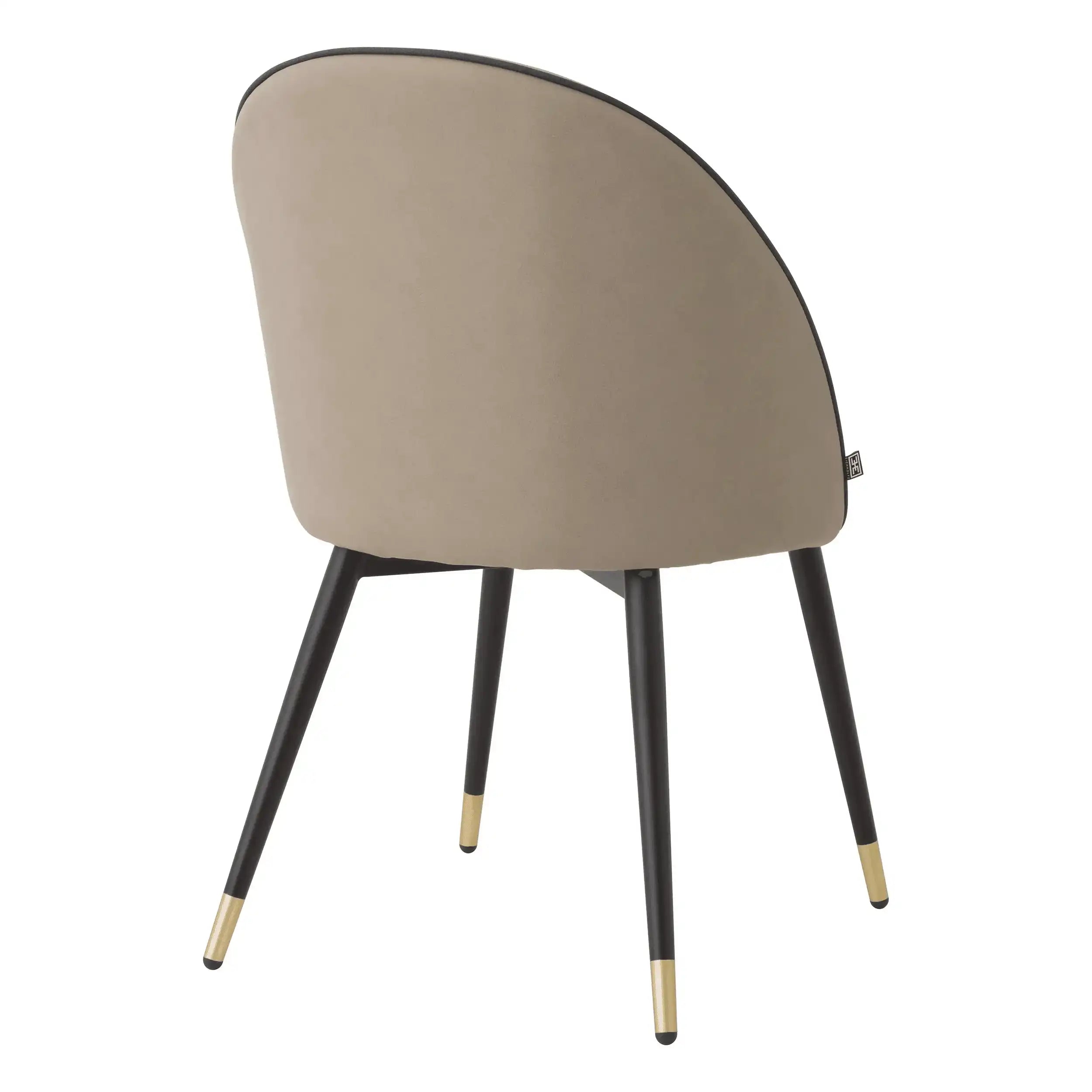 2er Set Cooper Esszimmerstuhl Kunstleder BeigeBeine in Schwarz und Messing-Finish - HomeDesign Knaus