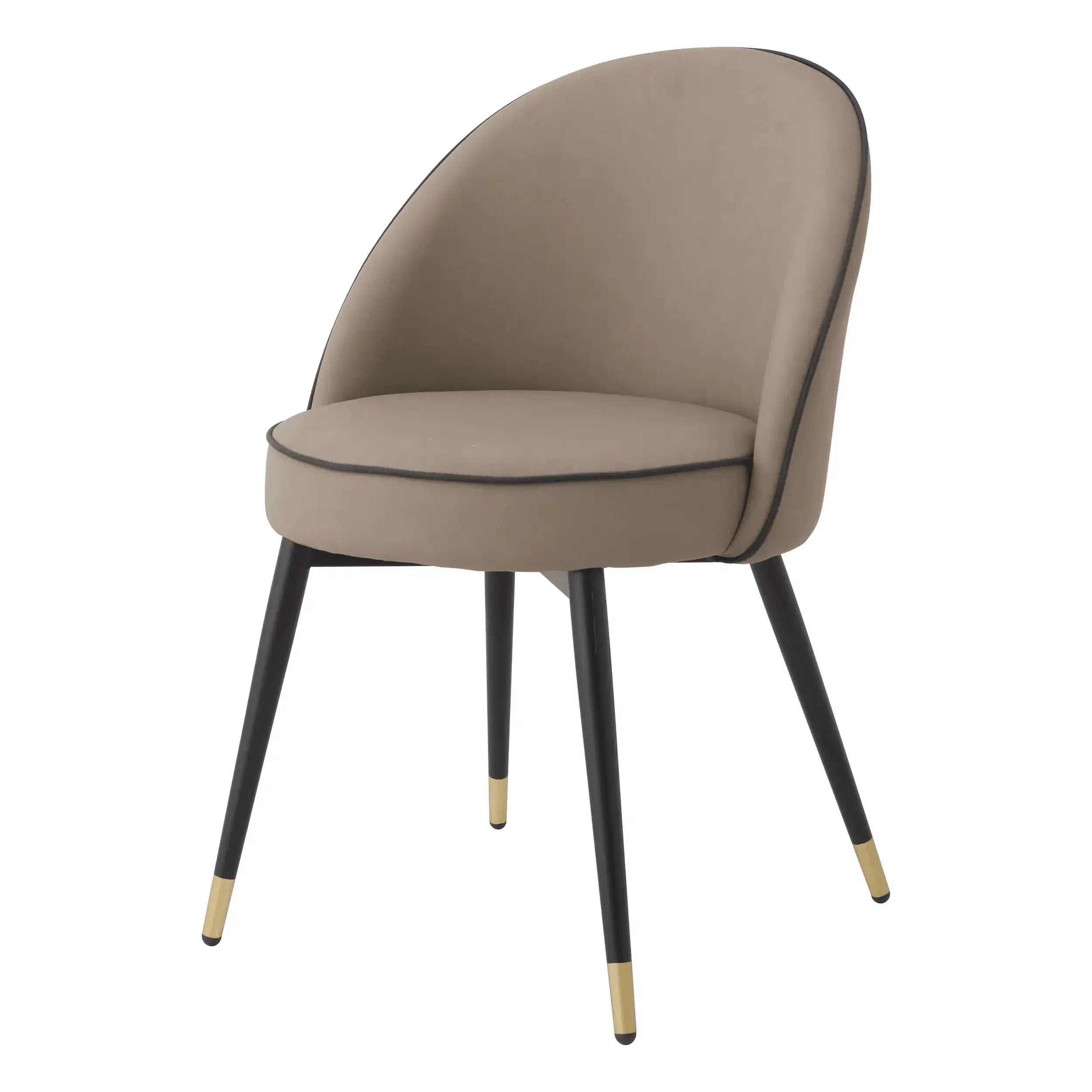 2er Set Cooper Esszimmerstuhl Kunstleder BeigeBeine in Schwarz und Messing-Finish - HomeDesign Knaus