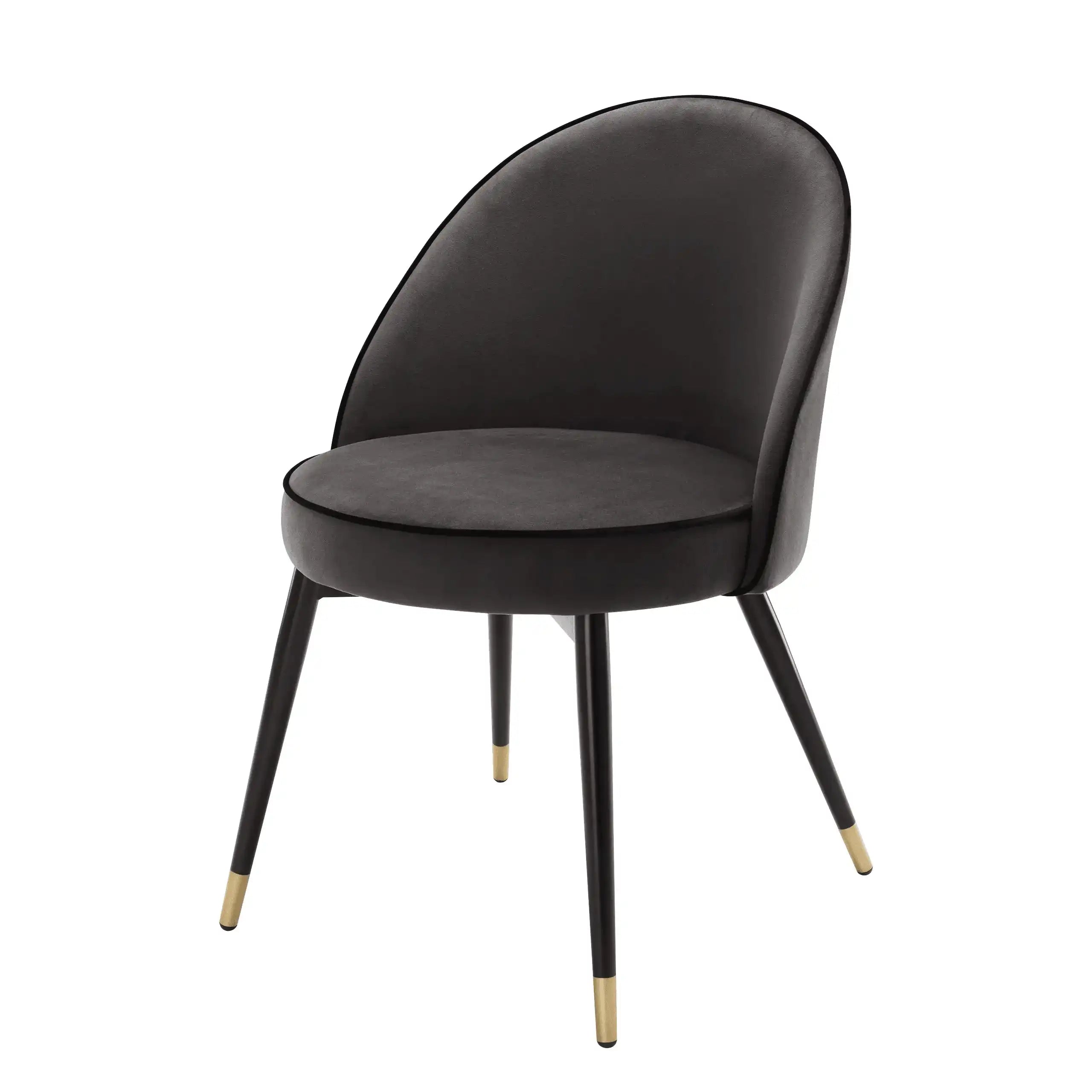 2er Set Cooper Esszimmerstuhl Samt Beine in Schwarz und Messing-Finish - HomeDesign Knaus