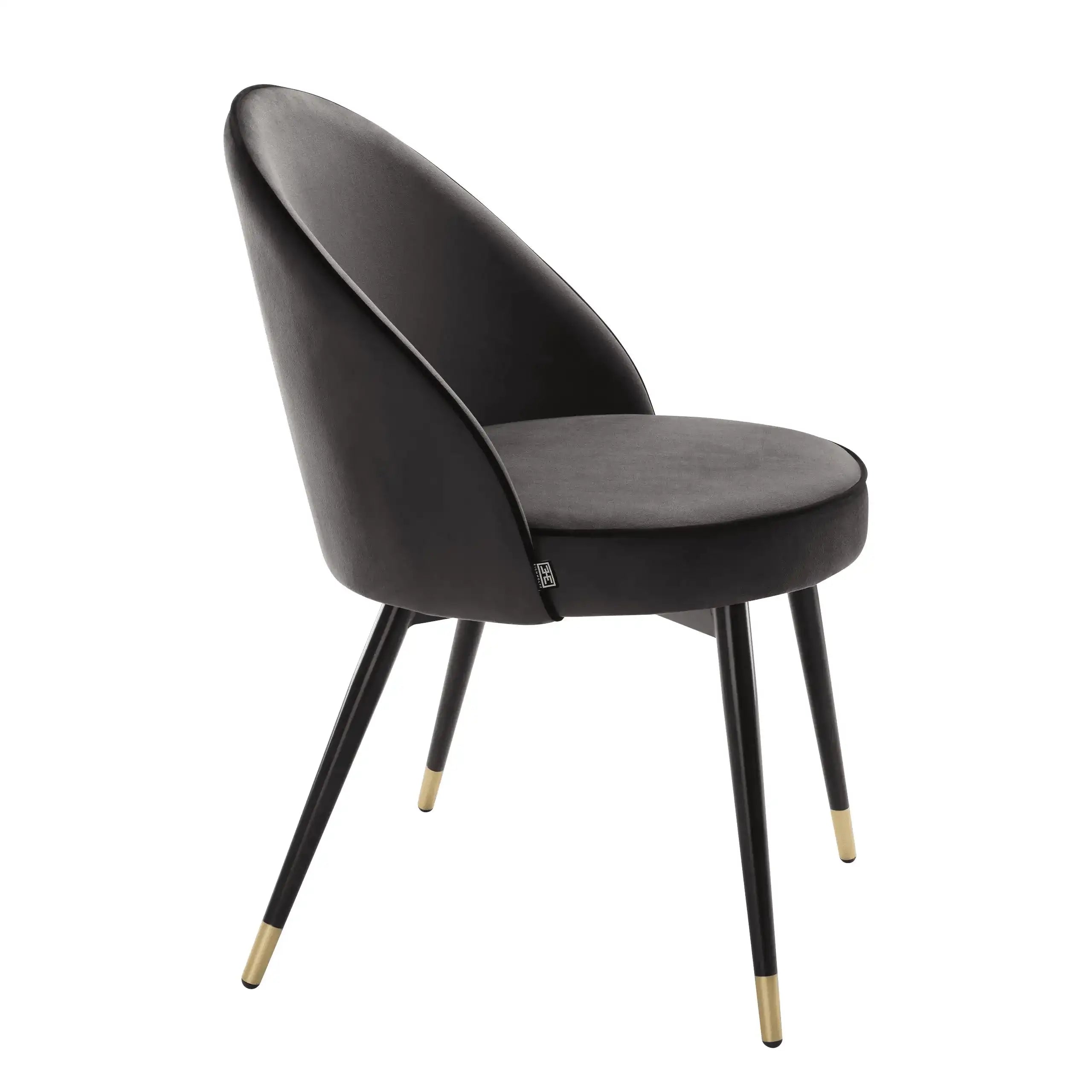 2er Set Cooper Esszimmerstuhl Samt Beine in Schwarz und Messing-Finish - HomeDesign Knaus