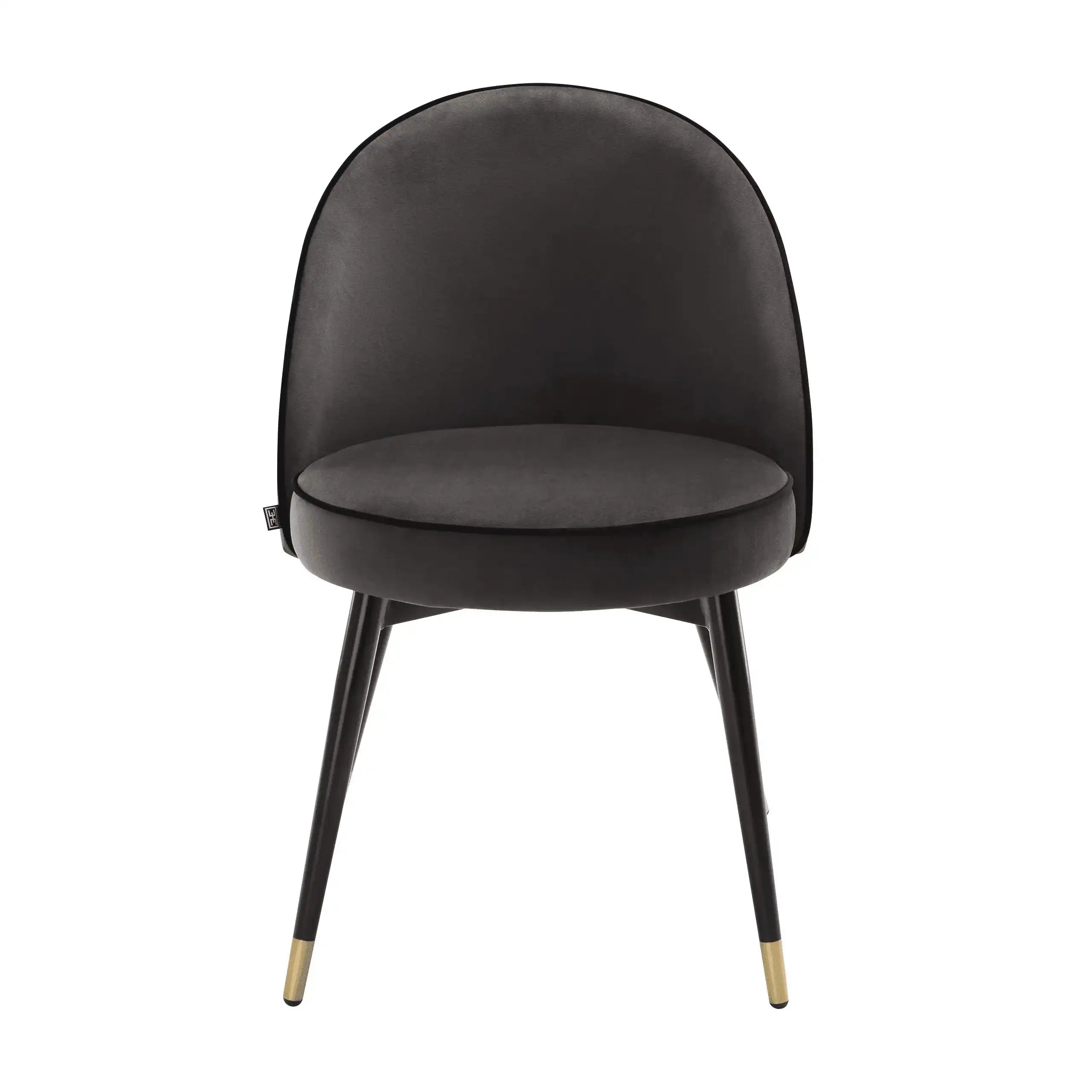 2er Set Cooper Esszimmerstuhl Samt Beine in Schwarz und Messing-Finish - HomeDesign Knaus