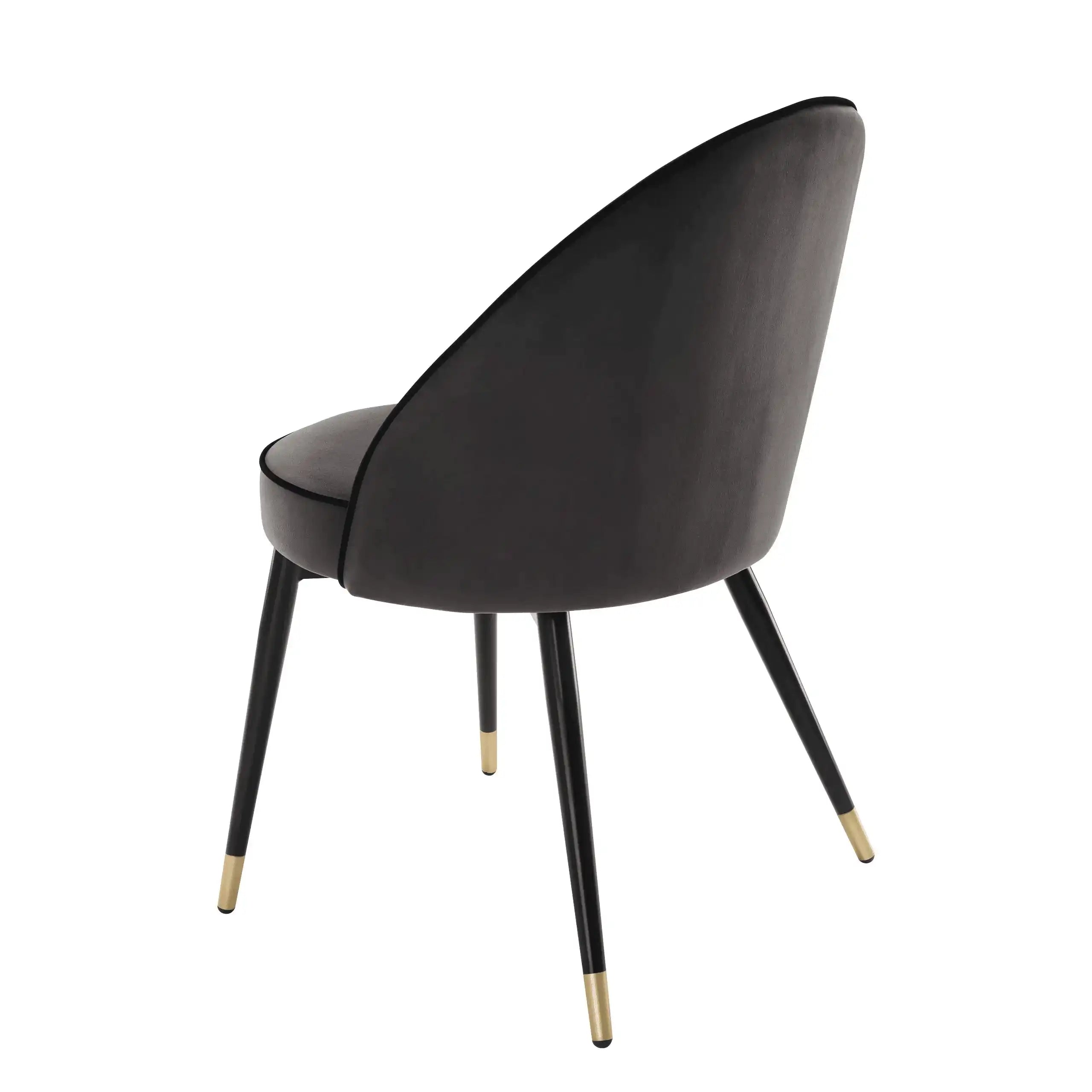 2er Set Cooper Esszimmerstuhl Samt Beine in Schwarz und Messing-Finish - HomeDesign Knaus