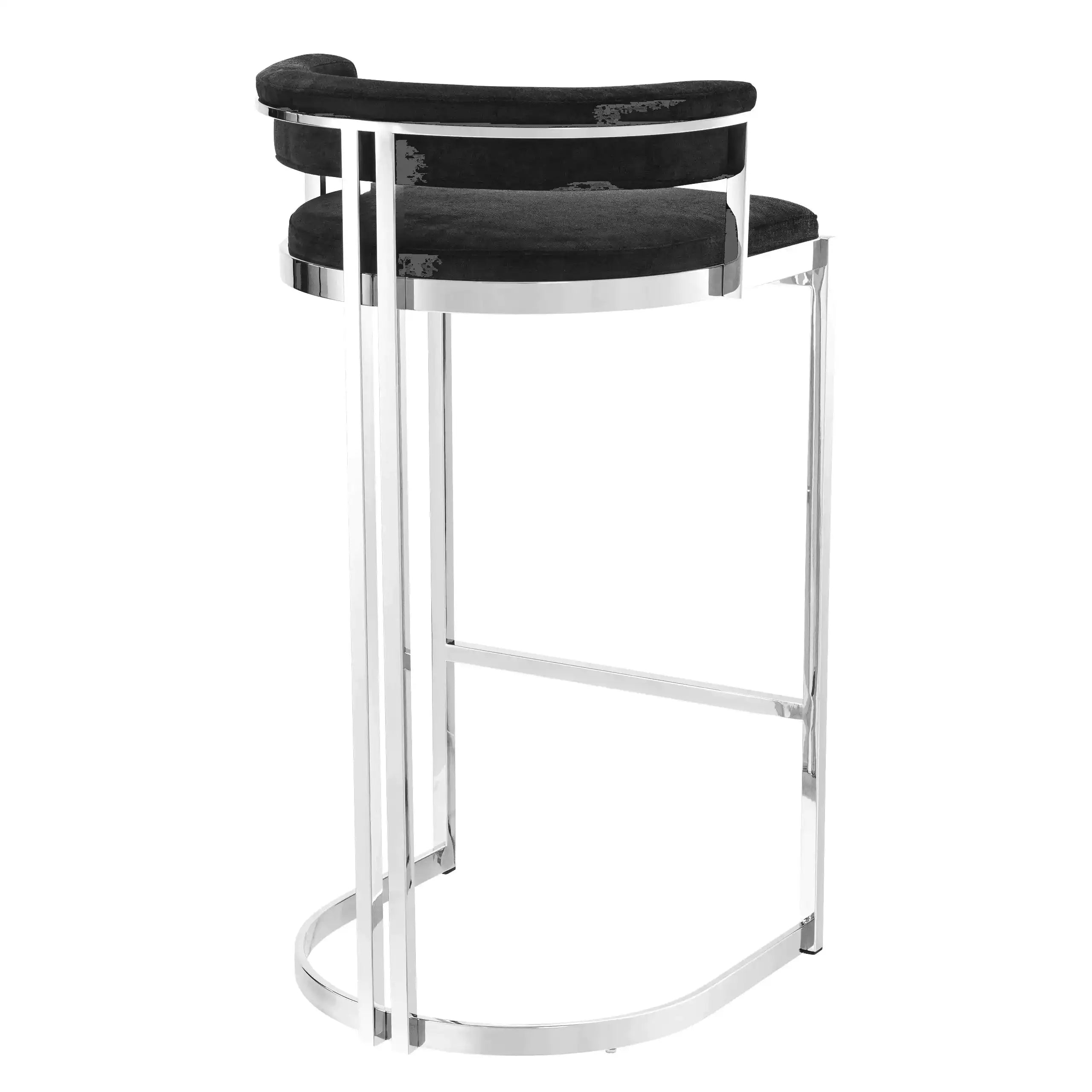 2er Set Dante Barhocker Polierter Edelstahl Stoff Samt Handarbeit - HomeDesign Knaus