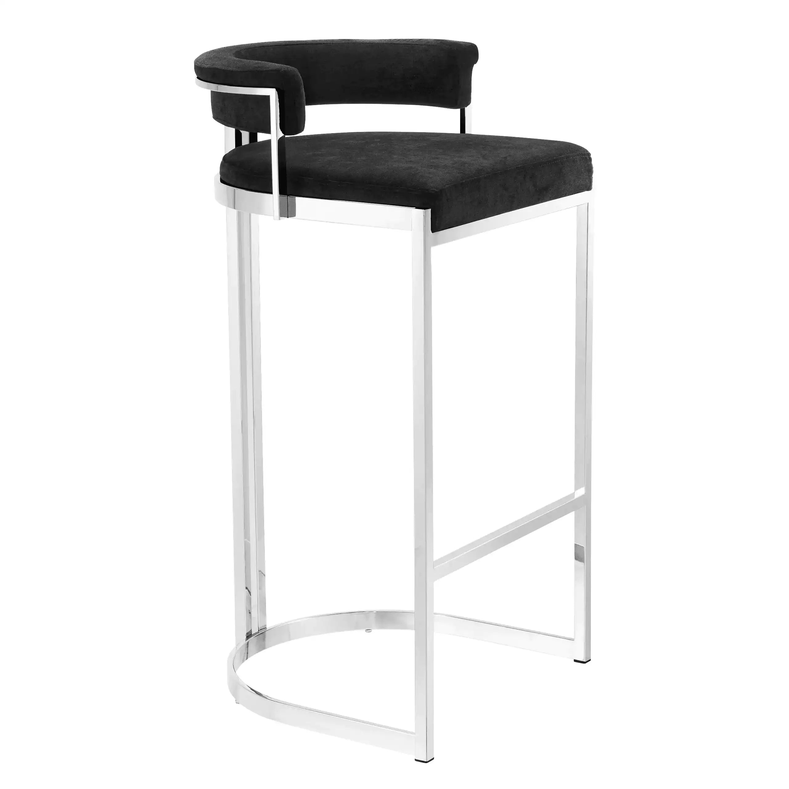 2er Set Dante Barhocker Polierter Edelstahl Stoff Samt Handarbeit - HomeDesign Knaus