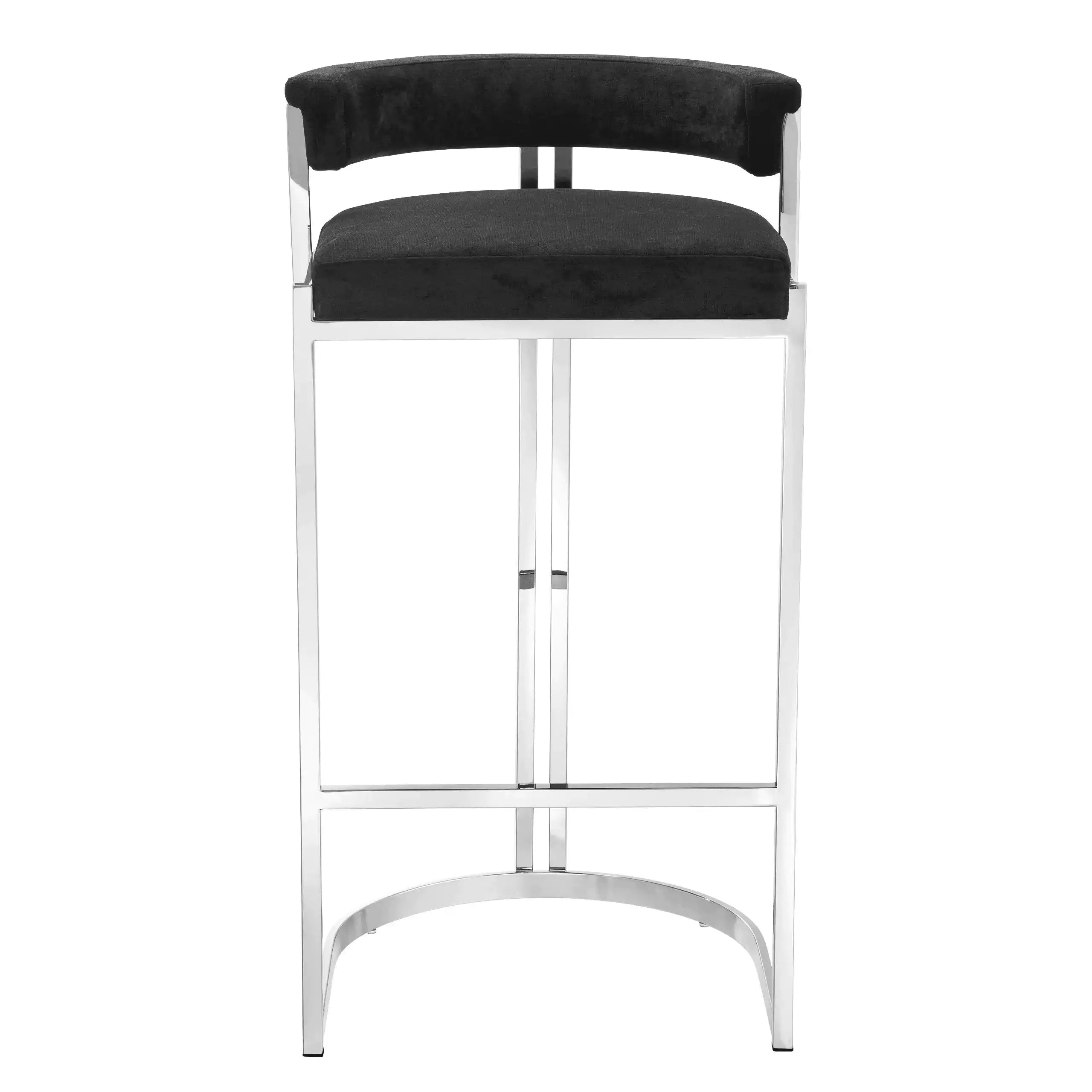 2er Set Dante Barhocker Polierter Edelstahl Stoff Samt Handarbeit - HomeDesign Knaus