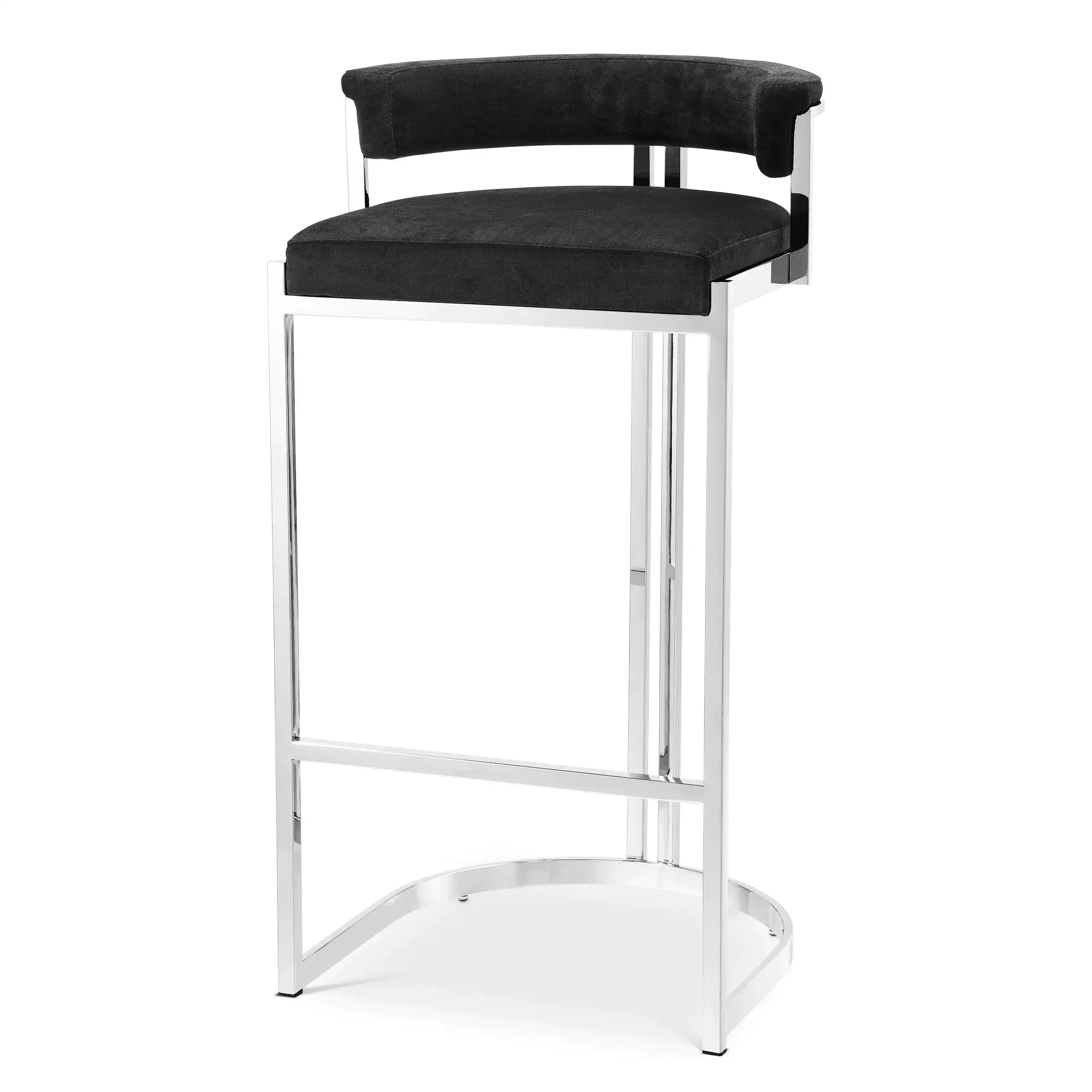 2er Set Dante Barhocker Polierter Edelstahl Stoff Samt Handarbeit - HomeDesign Knaus