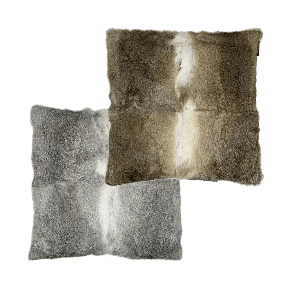 2er Set Echtes Fell Kissen Kaninchen braun 50x50cm - HomeDesign Knaus