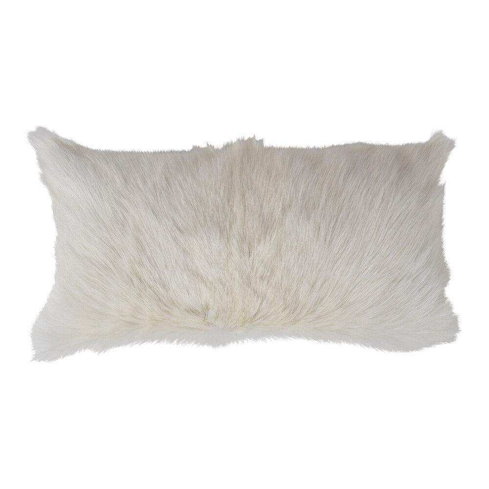2er Set Echtes Fell Kissen Ziege Echtfell weiß XL 30x55cm - HomeDesign Knaus