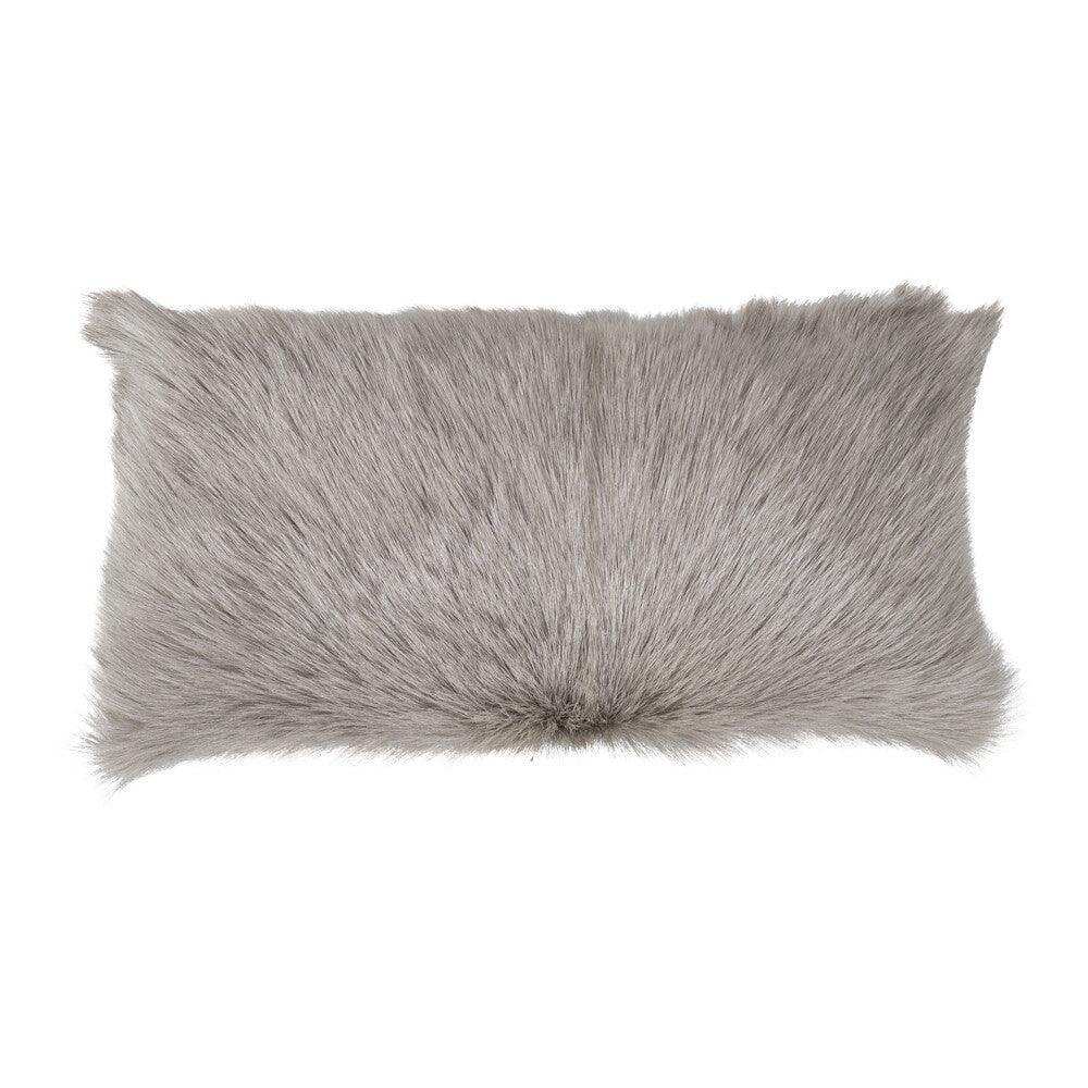 2er Set Echtes Fell Kissen ziege grau xl 30x55cm - HomeDesign Knaus