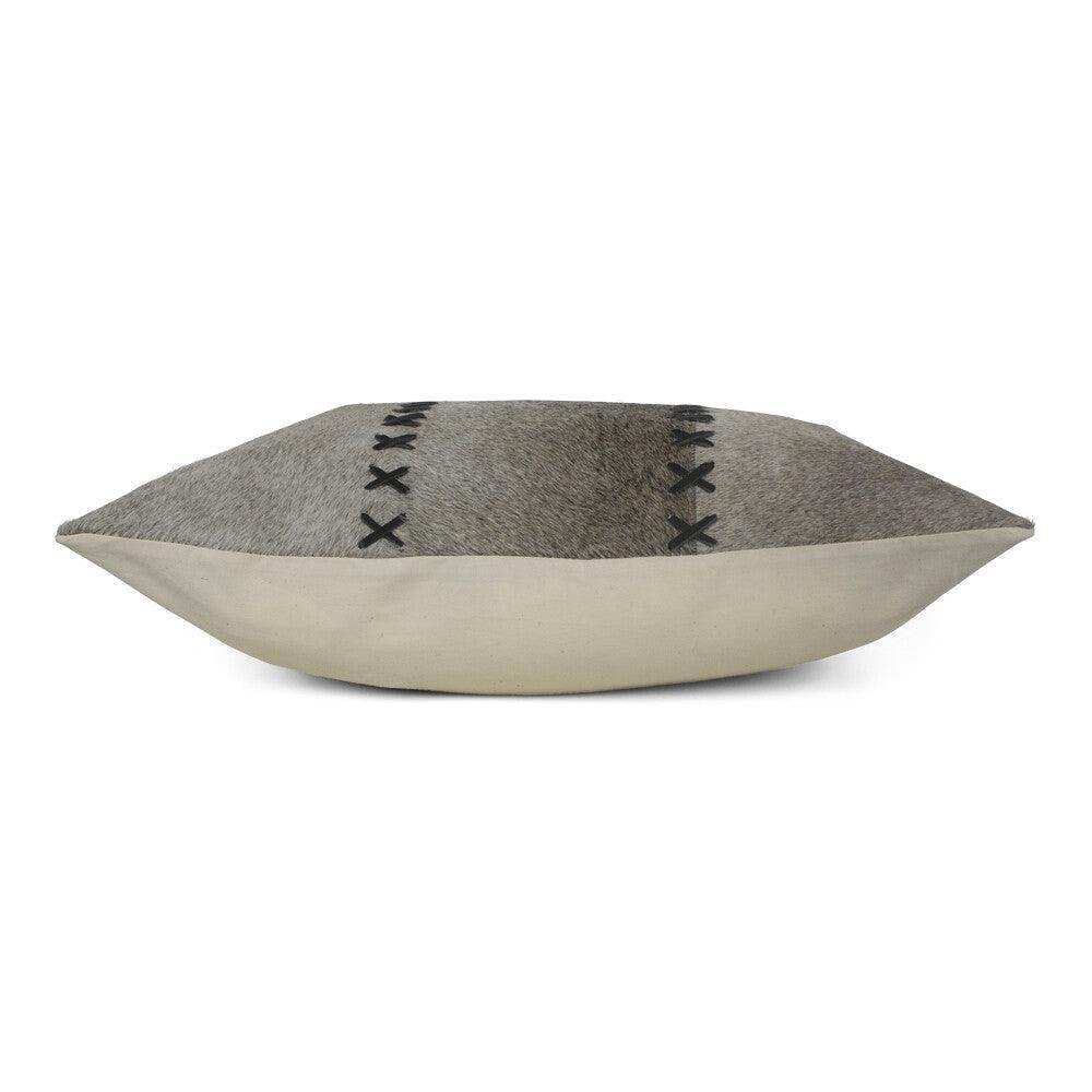 2er Set Echtes Kissen mit Steppstich Fell Kissen Kuhfell grau 35x45cm - HomeDesign Knaus