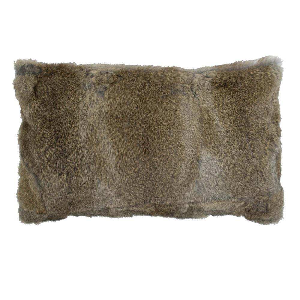 2er Set Echtfell Kissen Kaninchen braun 30x50 cm - HomeDesign Knaus