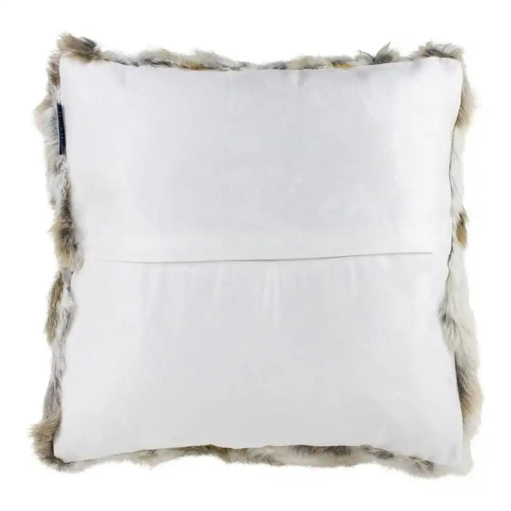 2er Set Echtfell Kissen Kaninchen Fell Mix braun 40x40cm - HomeDesign Knaus