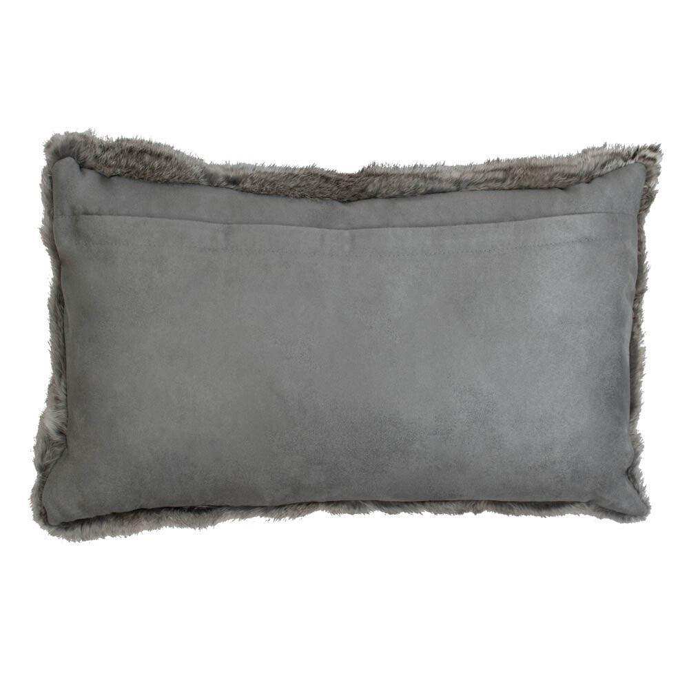 2er Set Echtfell Kissen Kaninchen grau 30x50cm - HomeDesign Knaus