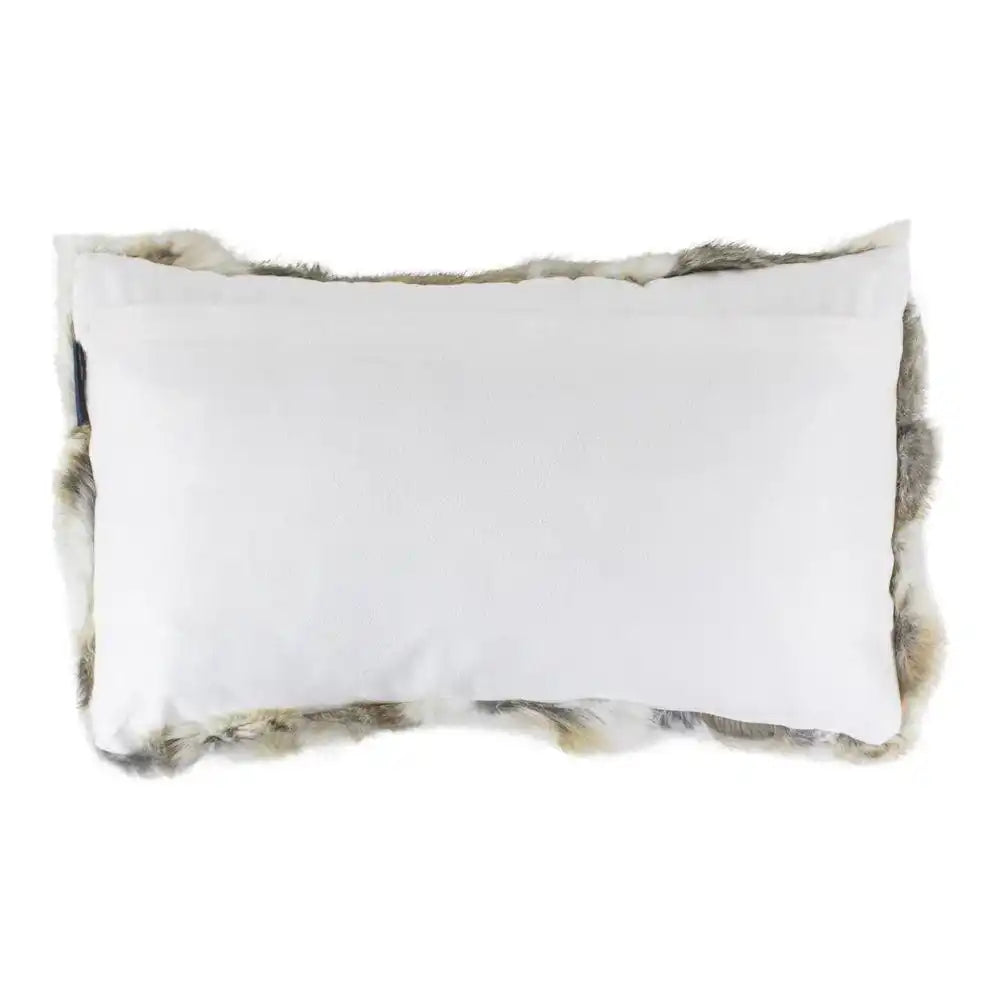 2er Set Echtfell Kissen Kaninchen Mix braun 30x50cm - HomeDesign Knaus