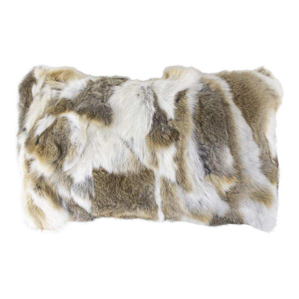 2er Set Echtfell Kissen Kaninchen Mix braun 30x50cm - HomeDesign Knaus