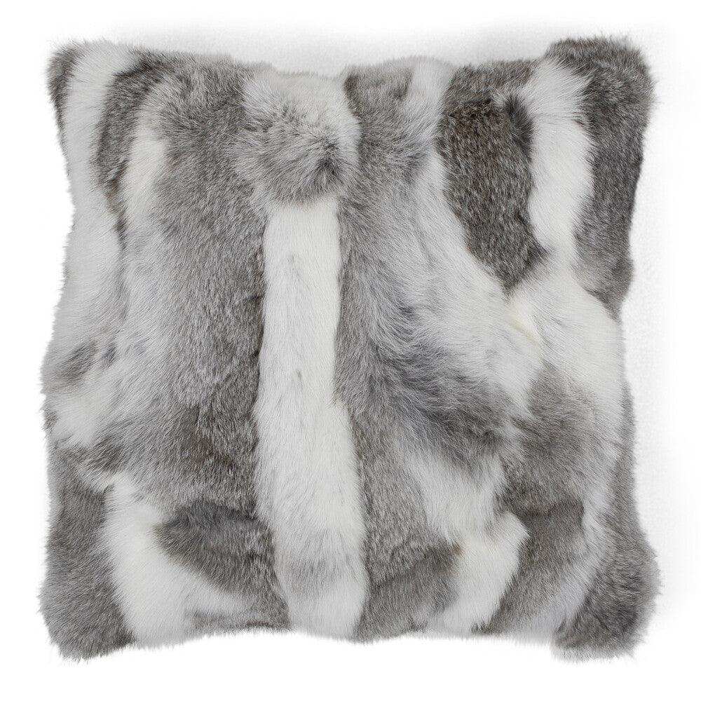 2er-Set Echtfell Kissen Kaninchenmischung Zierkissen braun 40x40cm - HomeDesign Knaus