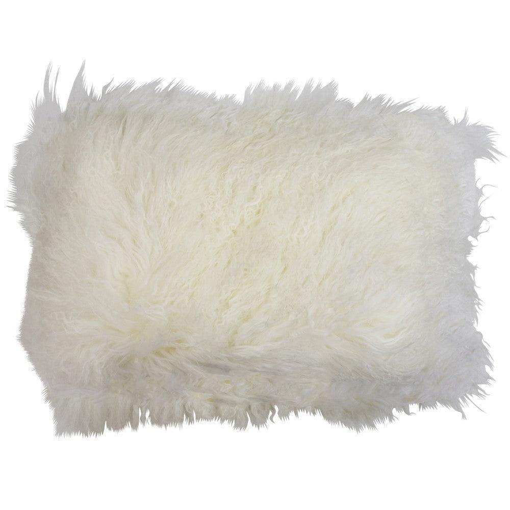 2er Set Echtfell Kissen Schaf Fell lockiges Haar weiß 35x50cm - HomeDesign Knaus