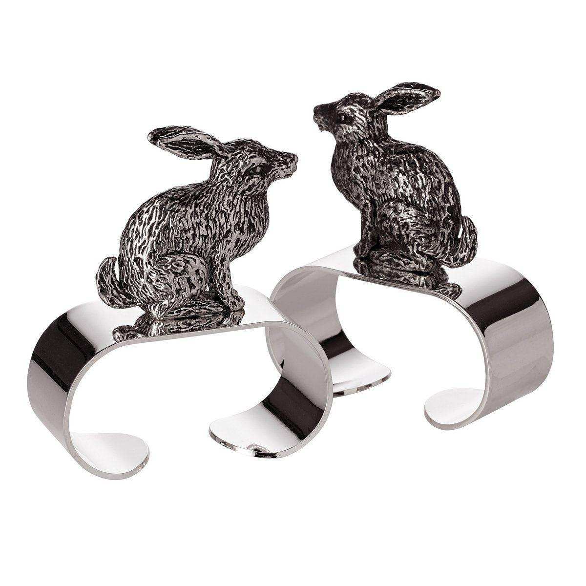 2er Set Edelstahl Serviettenring Hase sitzend edel versilbert - HomeDesign Knaus