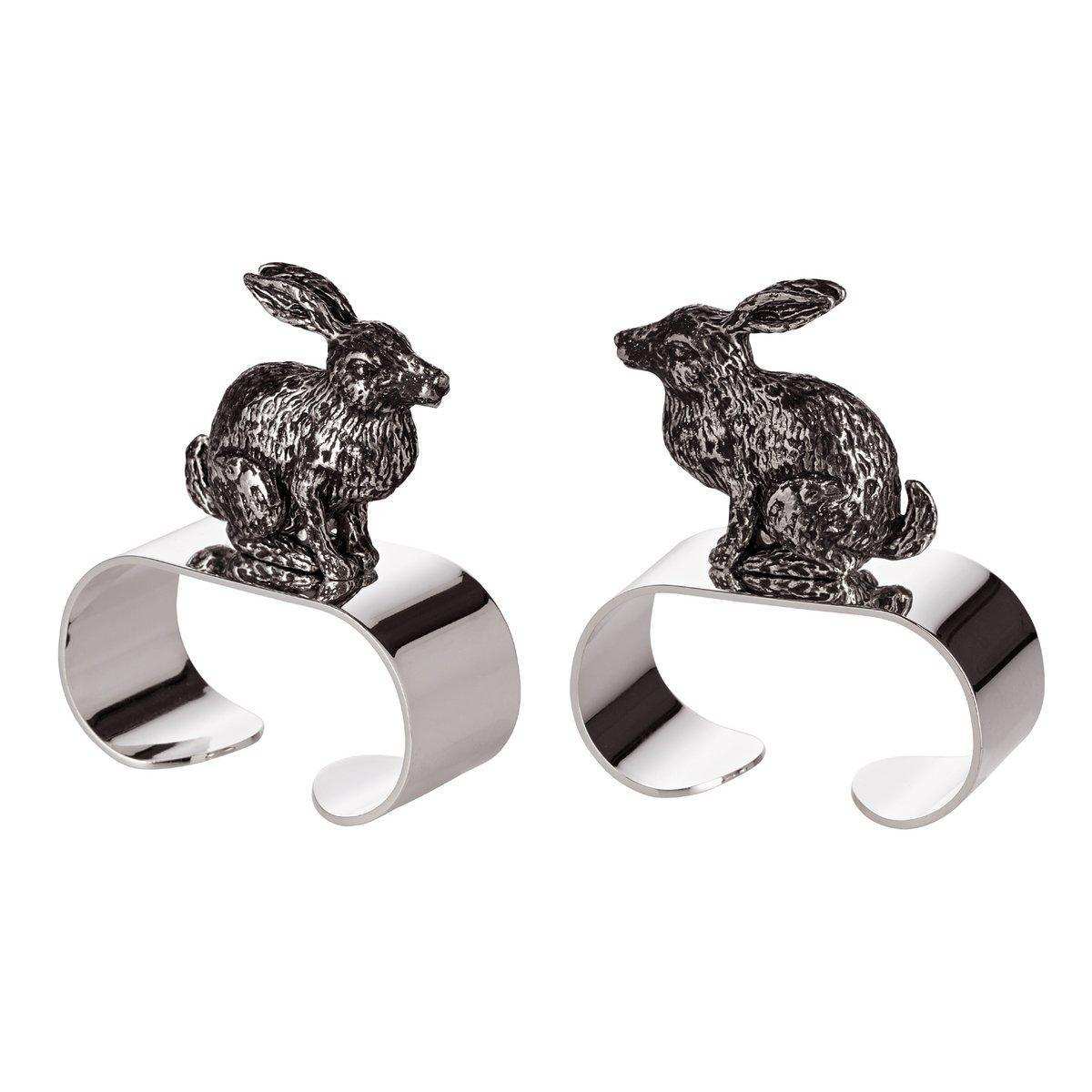 2er Set Edelstahl Serviettenring Hase sitzend edel versilbert - HomeDesign Knaus
